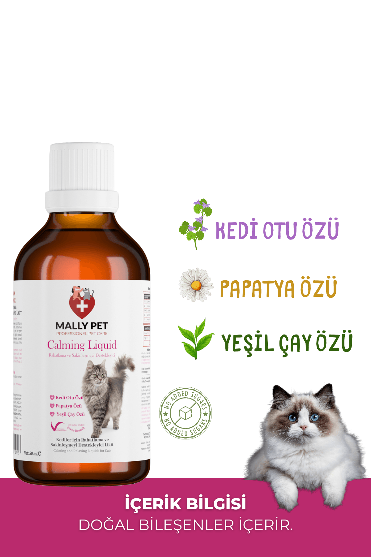 Kediler İçin Rahatlama ve Sakinleşmeyi Destekleyici Damla Calming Liquid 50 Ml