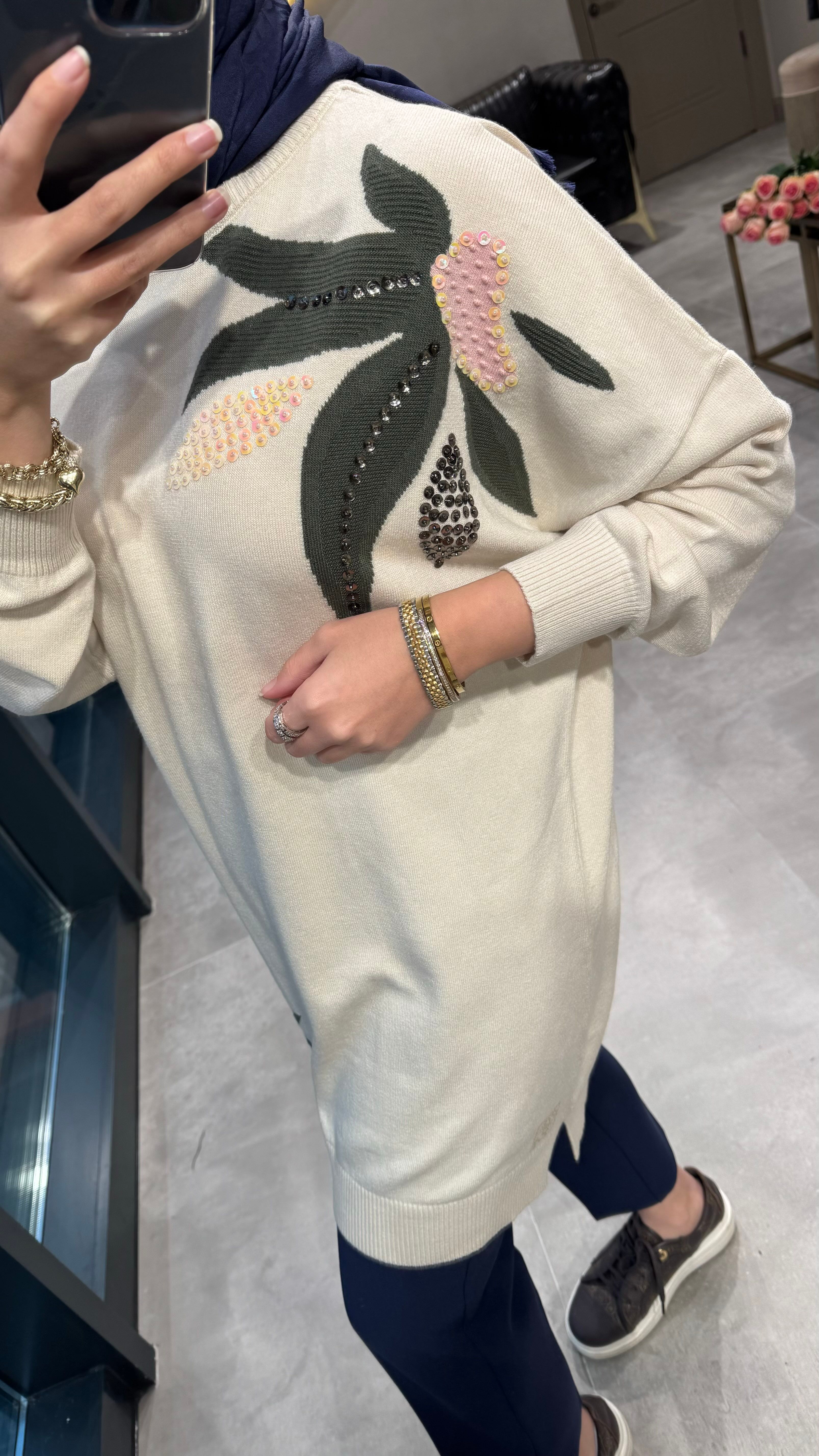 Ghisa Yapraklı Triko Tunik