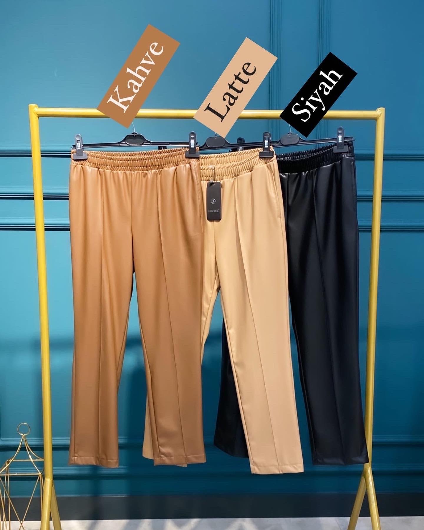 Sentez Deri Pantolon - Siyah - Kahve ve Latte