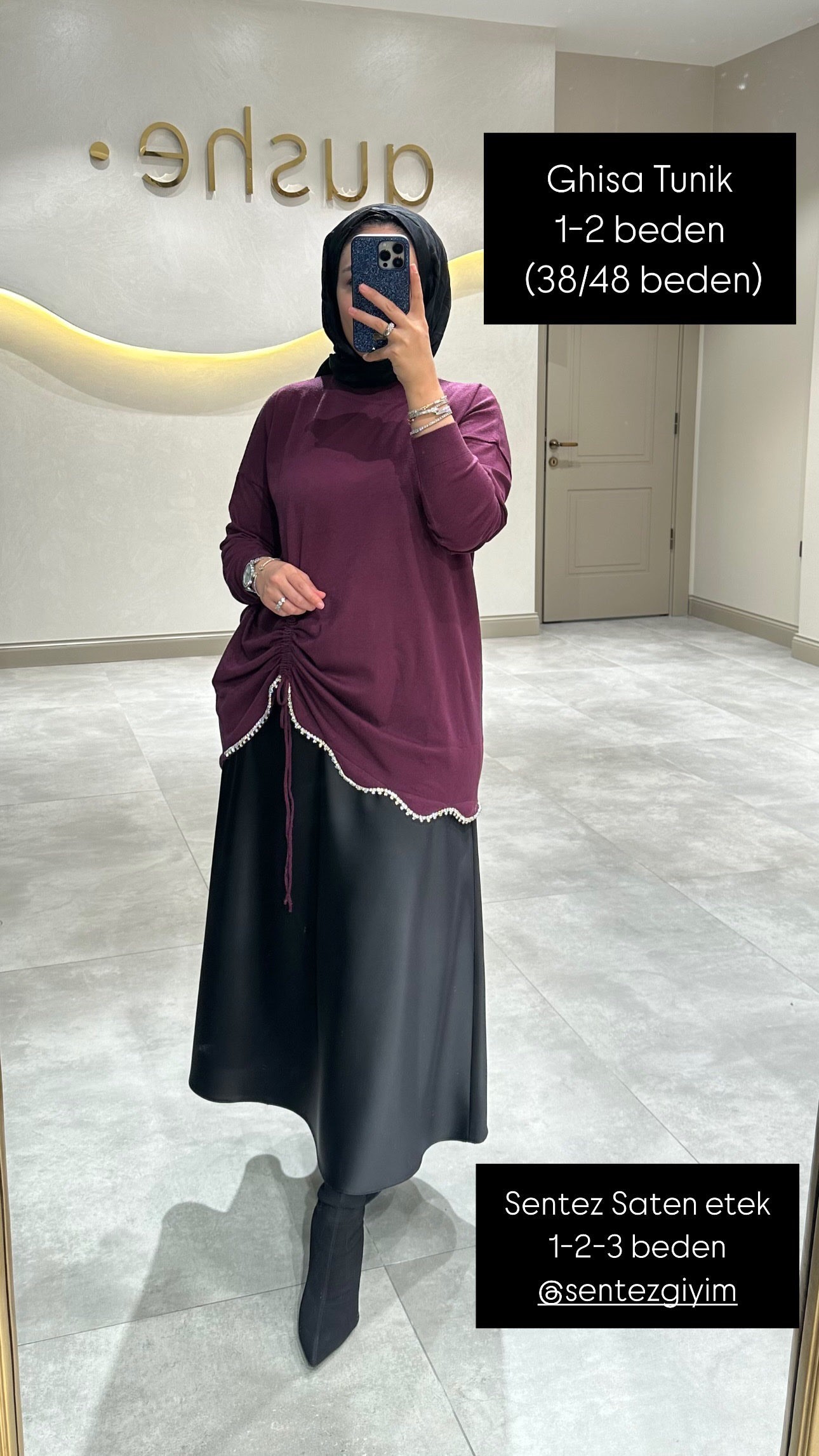 Ghisa taş büzgülü tunik