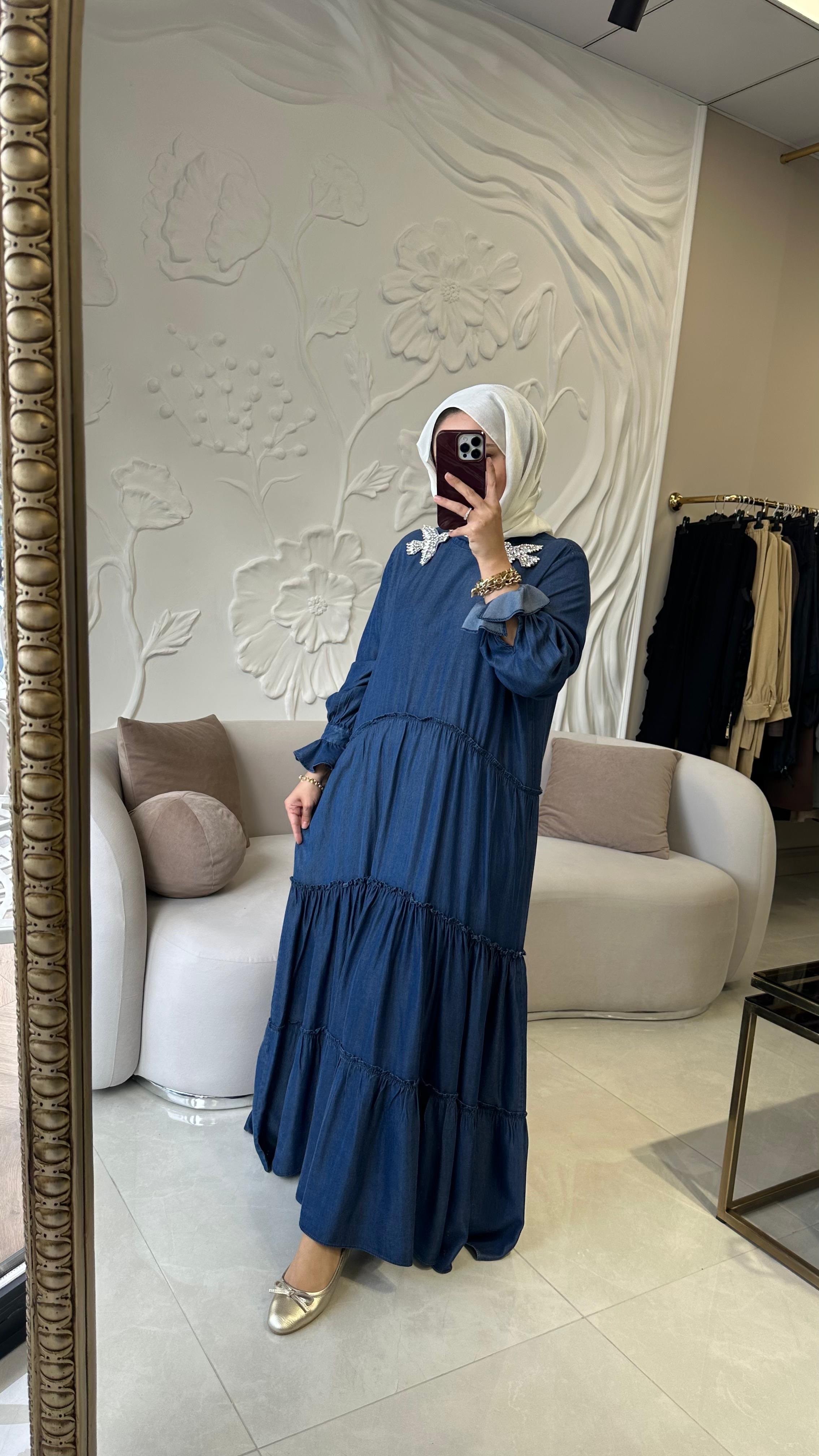 Ghisa tensel denim elbise