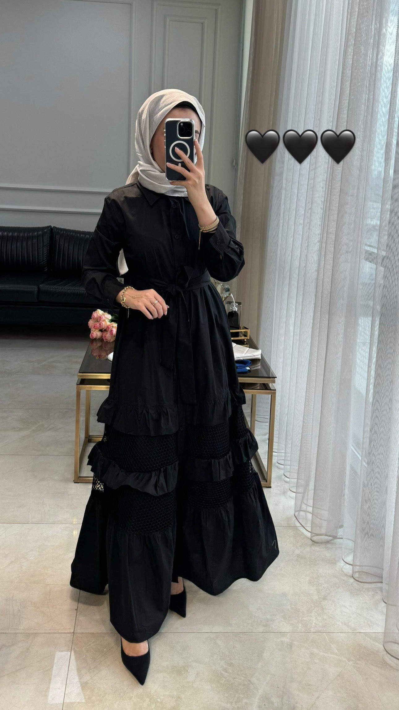 Nurcan Çetin Fileli Poplin Elbise