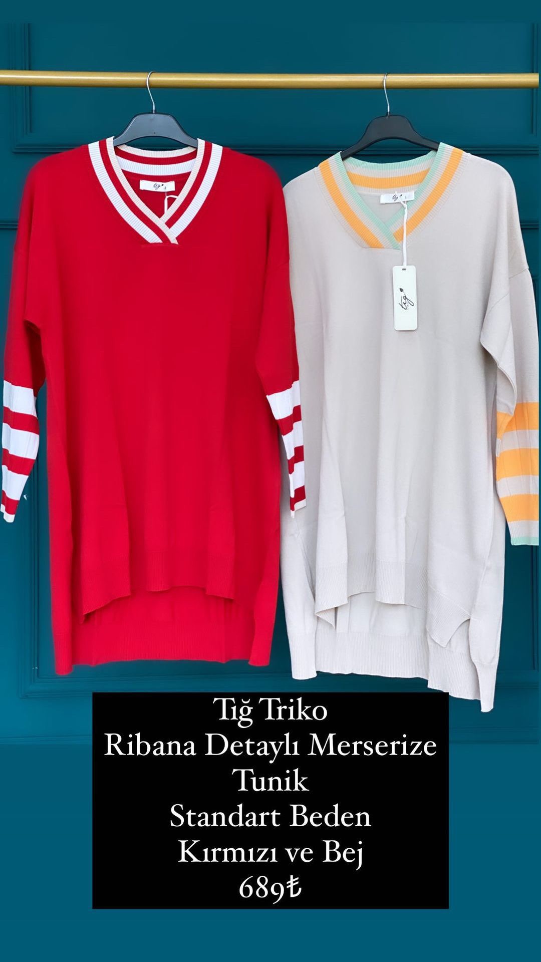 Tığ Triko Ribana Detaylı Merserize Tunik