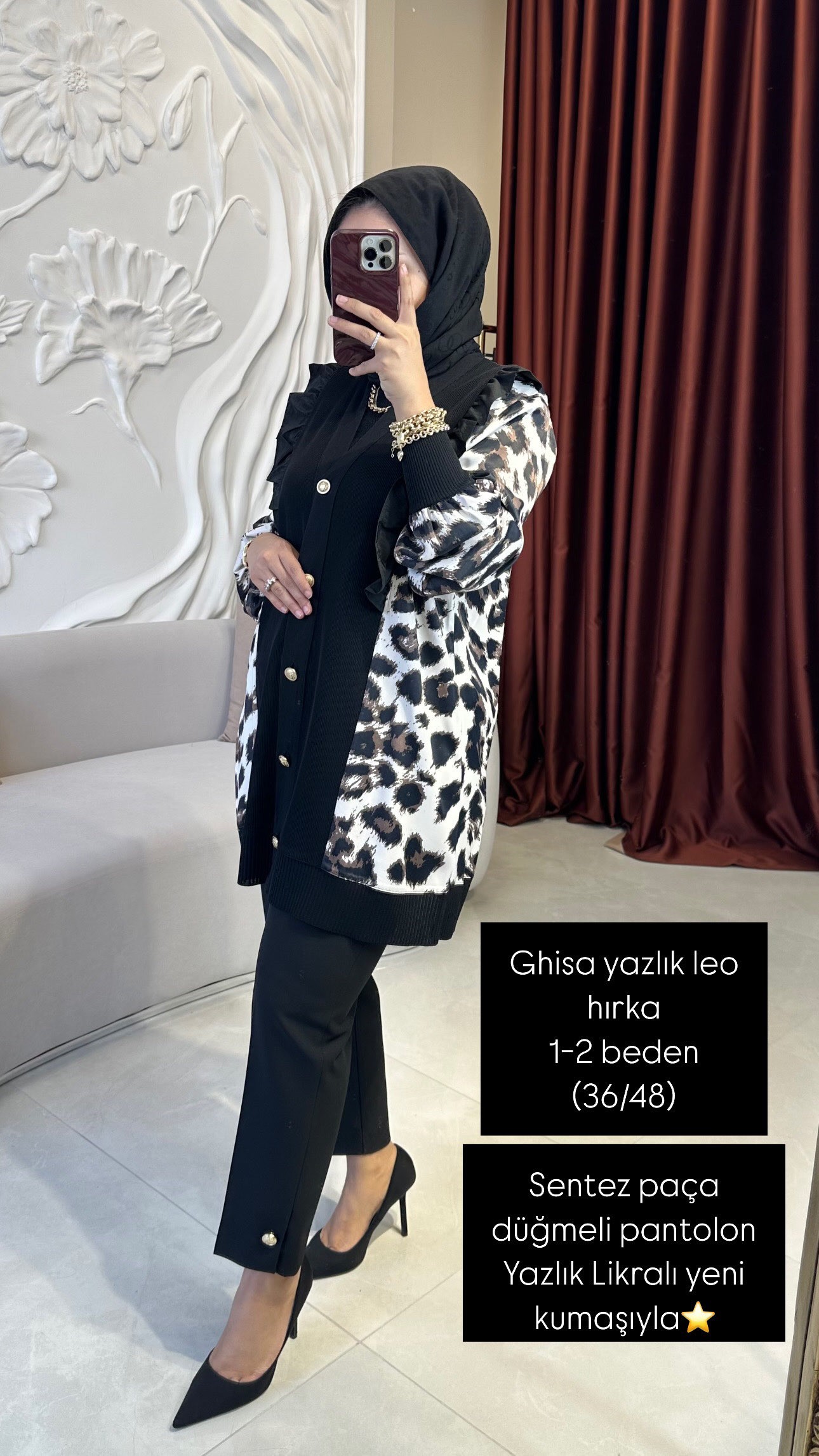 Ghisa leopar desenli hırka