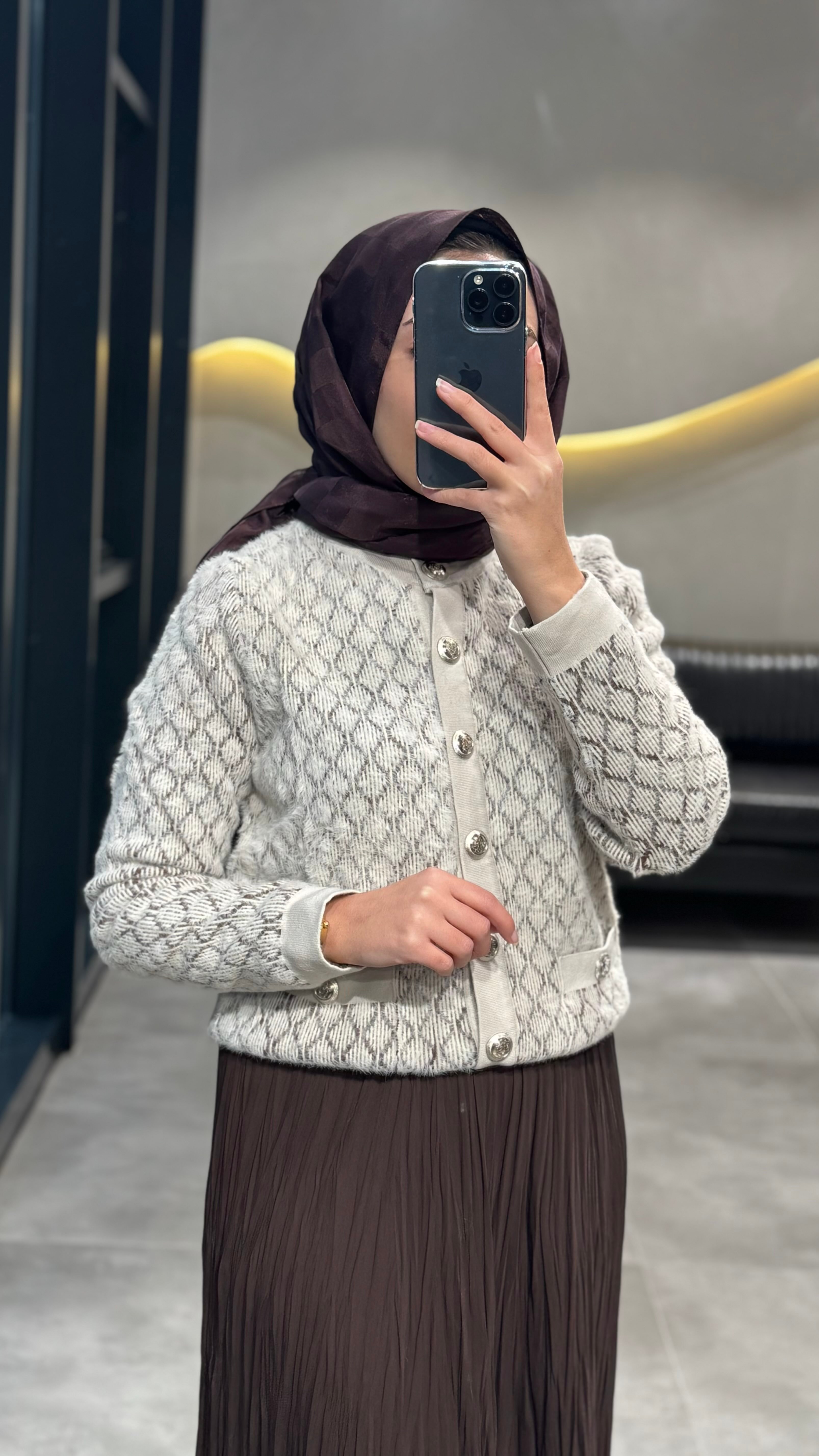 Nuss Desenli Angora Hırka