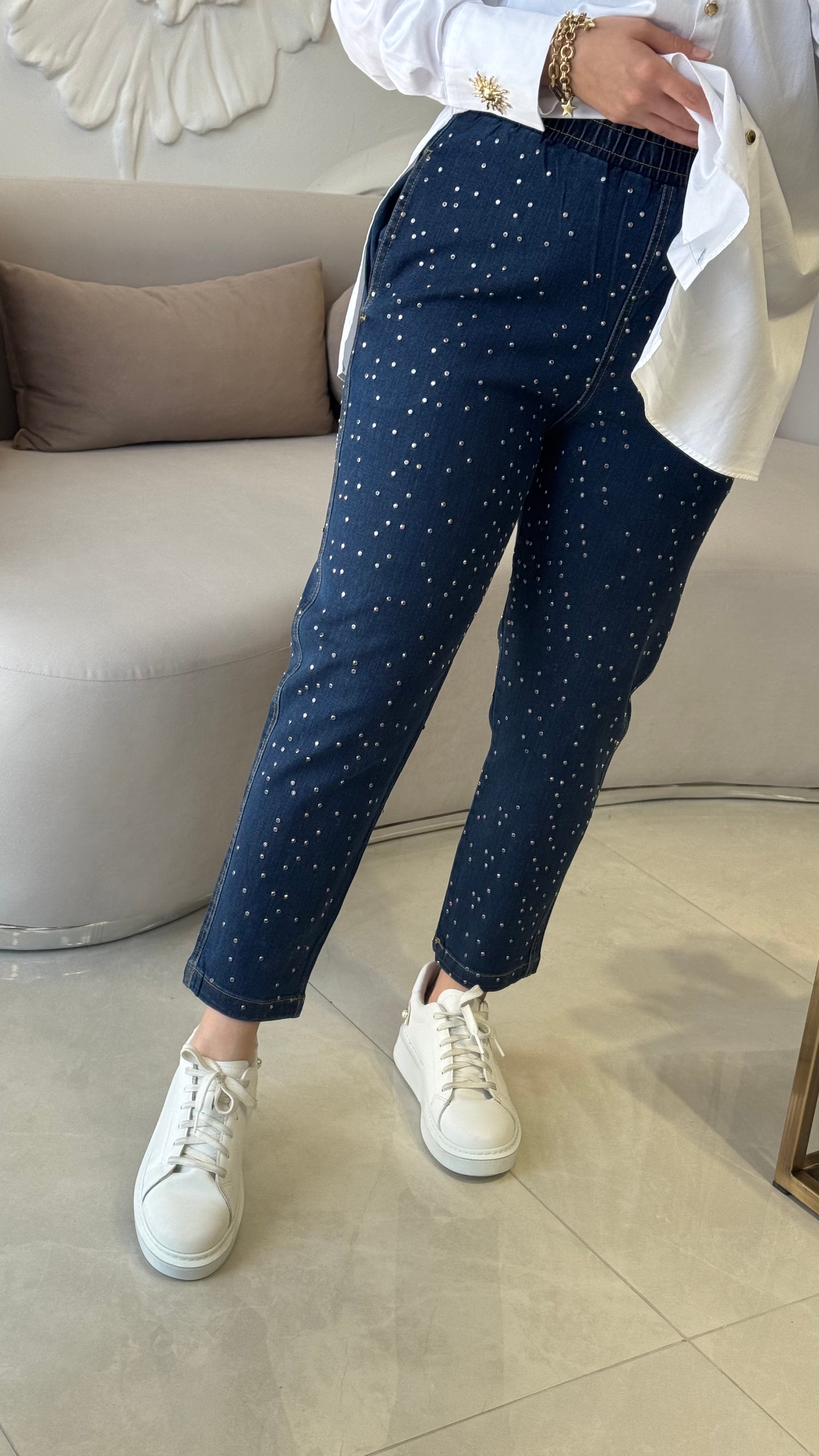 Missemramiss taşlı denim pantolon