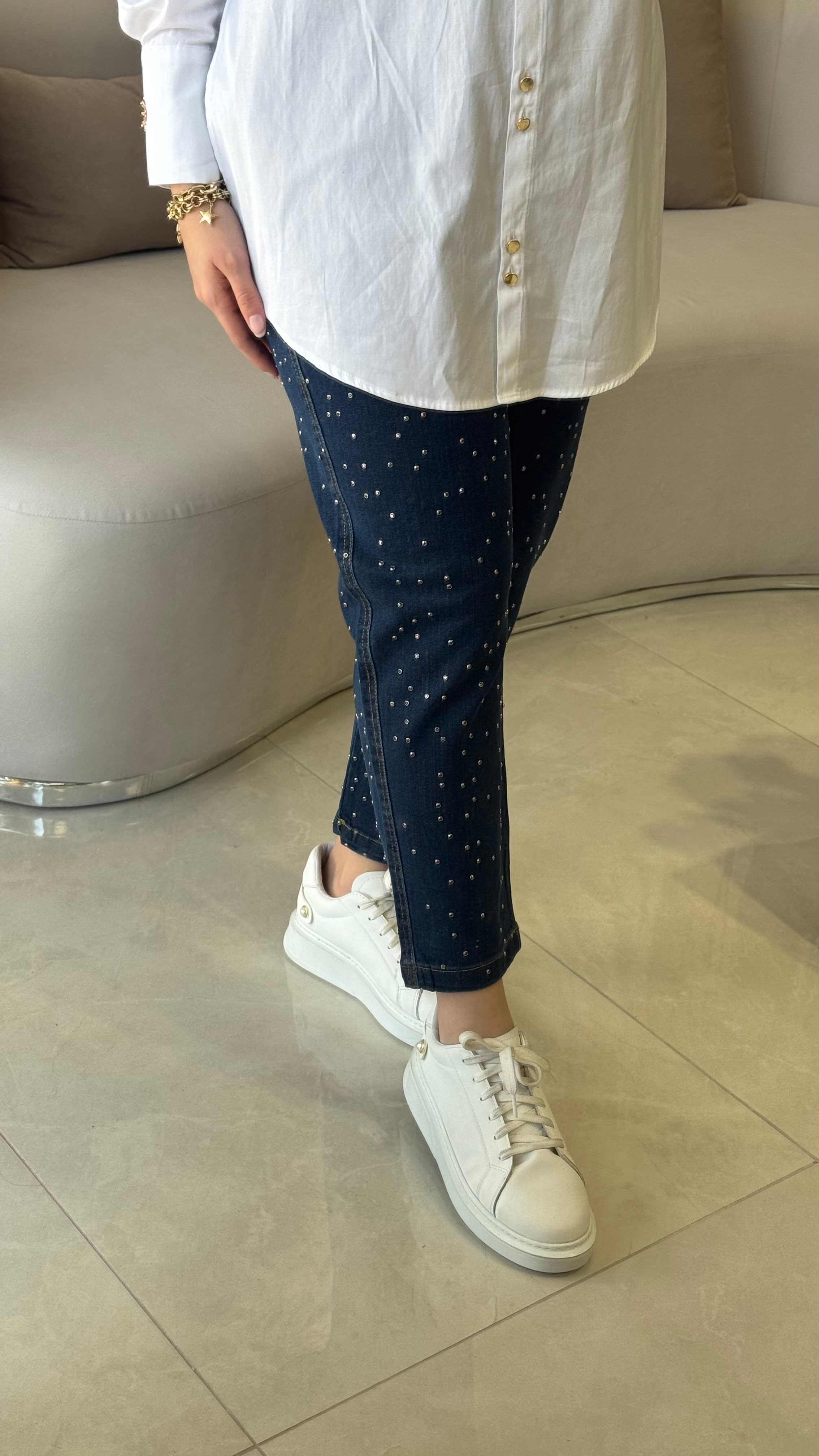 Missemramiss taşlı denim pantolon