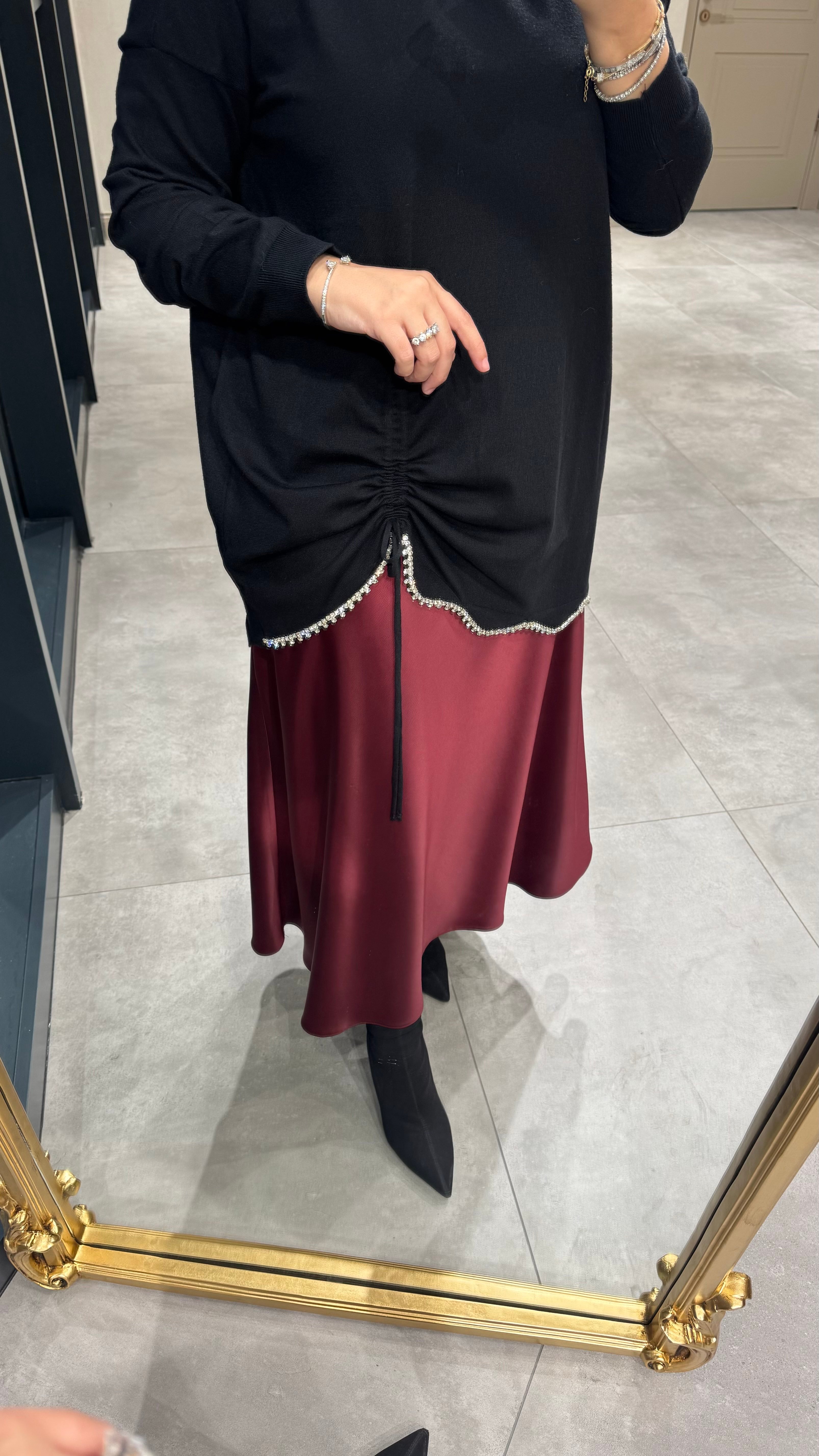 Ghisa taş büzgülü tunik