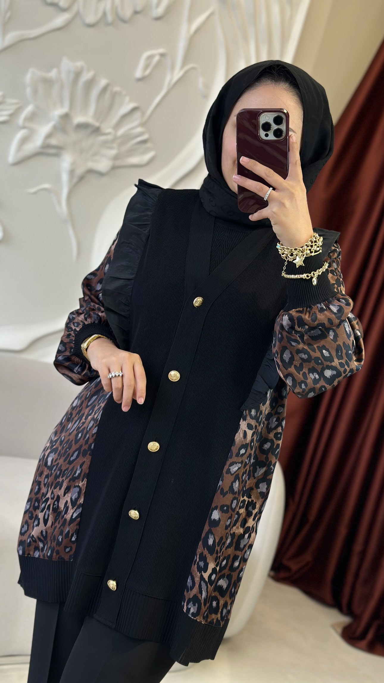 Ghisa leopar desenli hırka