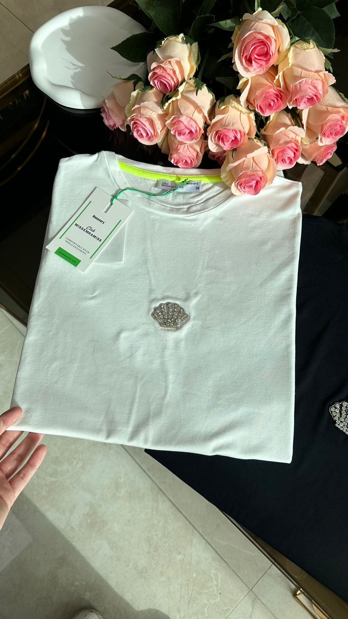Missemramiss Taşlı Pamuk Penye tshirt