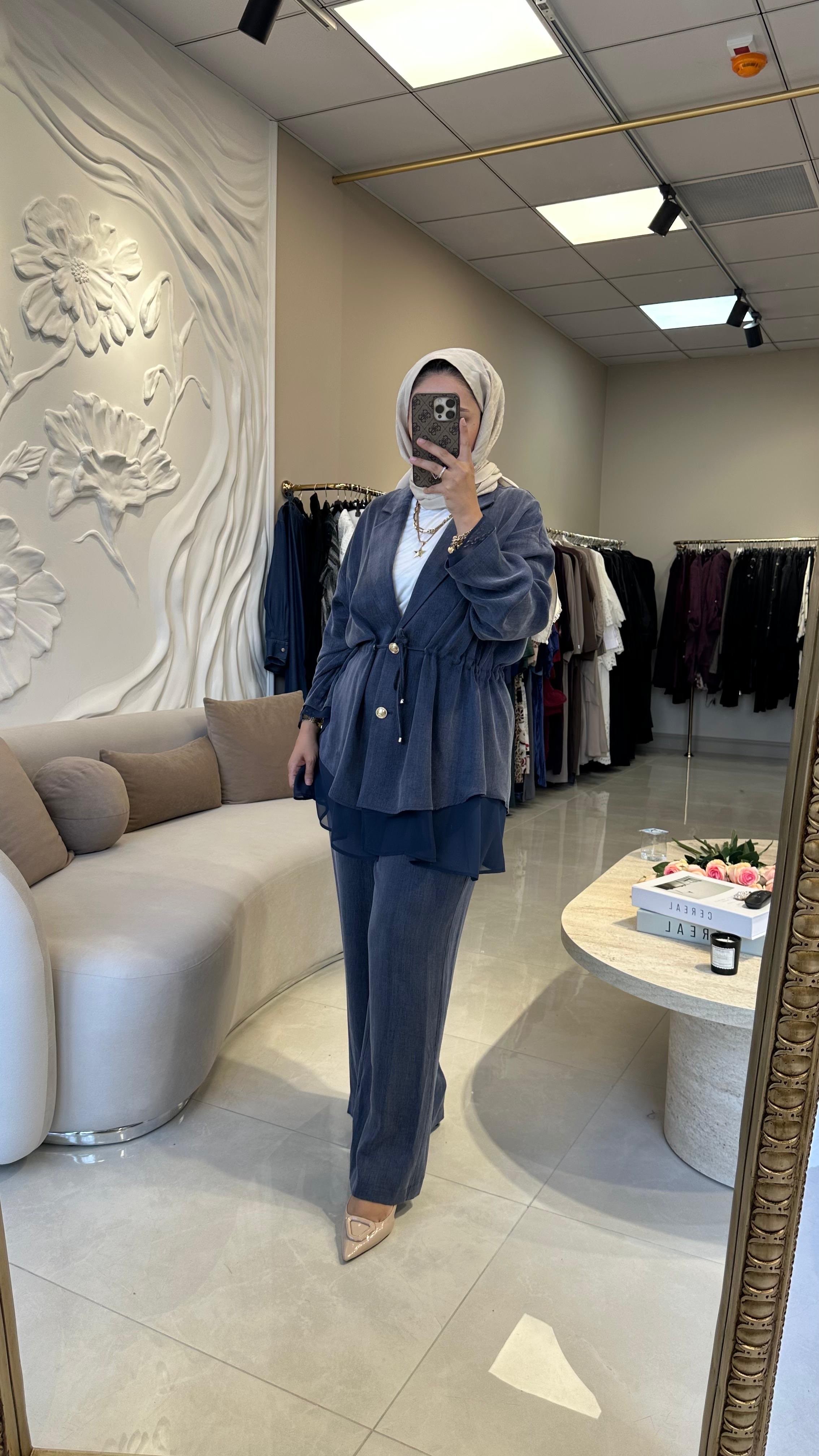 Ghisa şifon detaylı takım