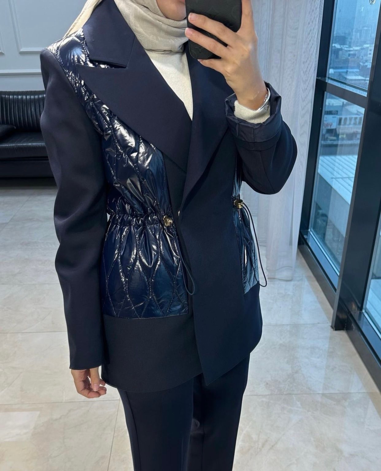 Missemramiss Anorak Detaylı Blazer Ceket (Lacivert ve bej)