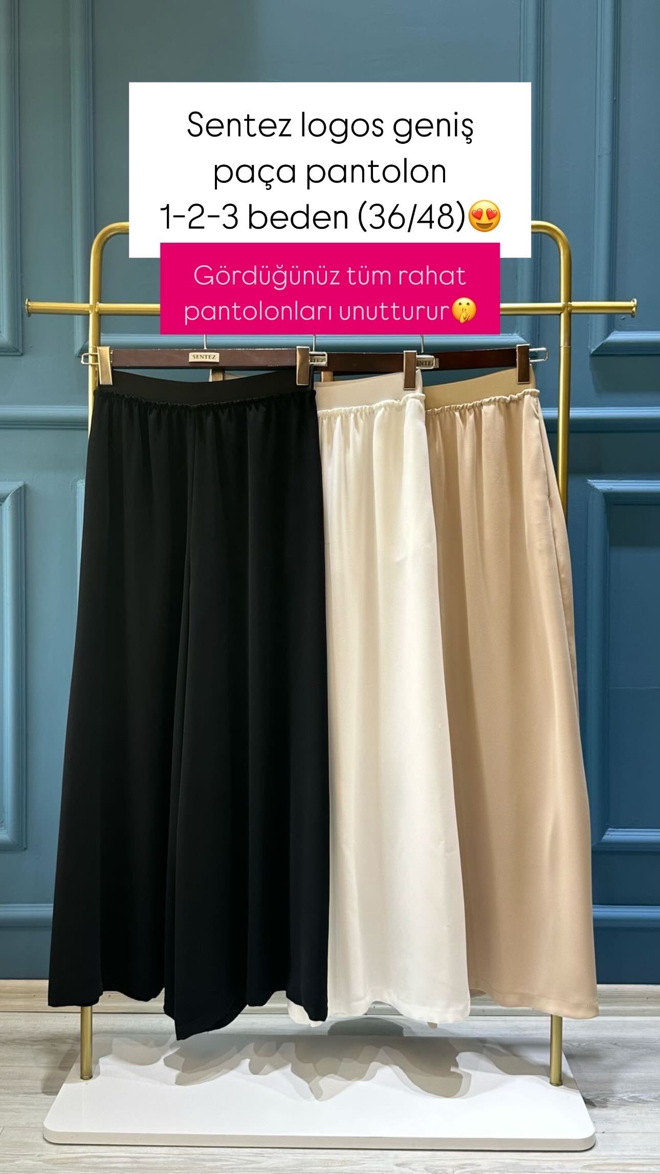 Sentez logos geniş paça pantolon