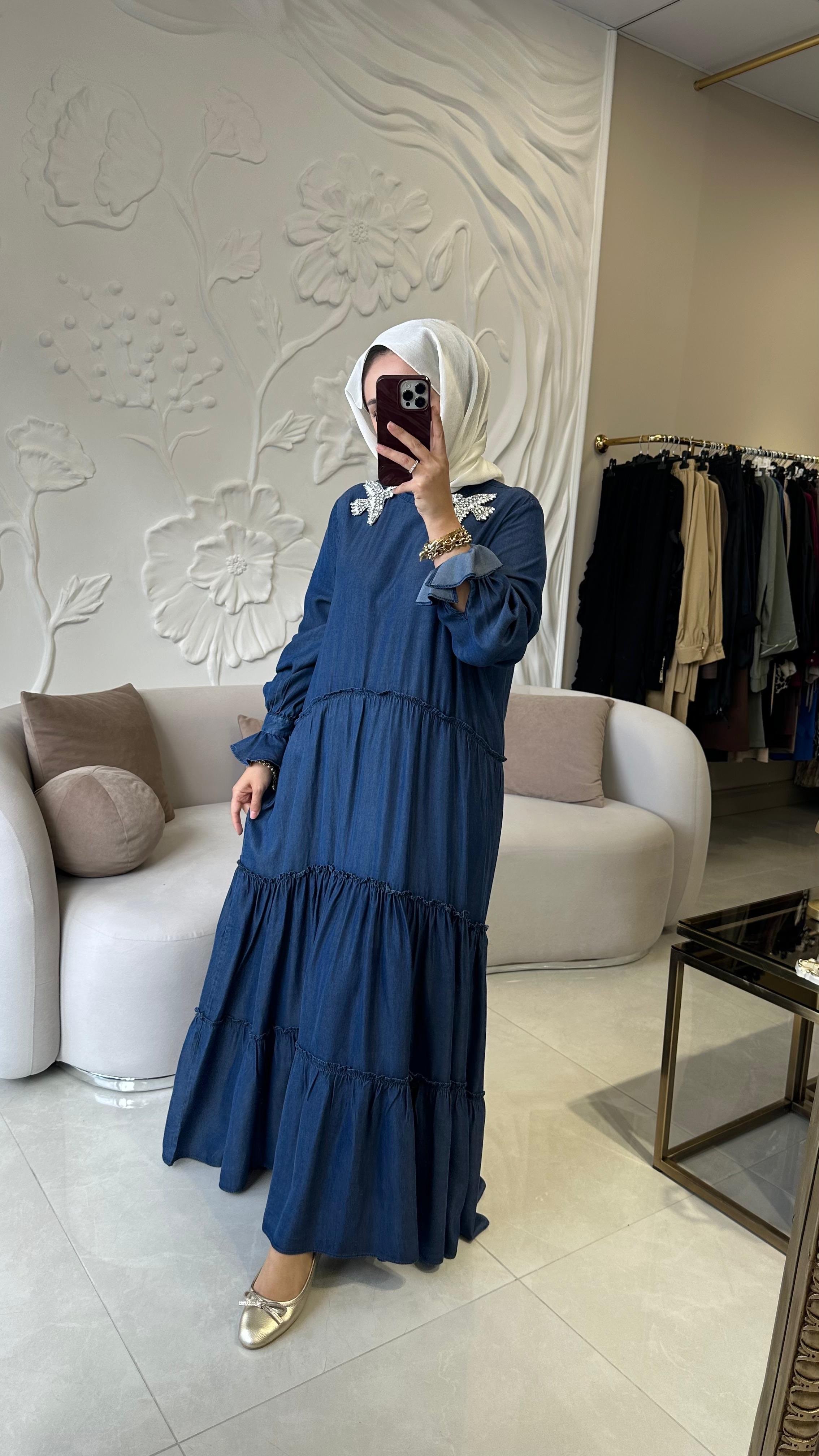 Ghisa tensel denim elbise