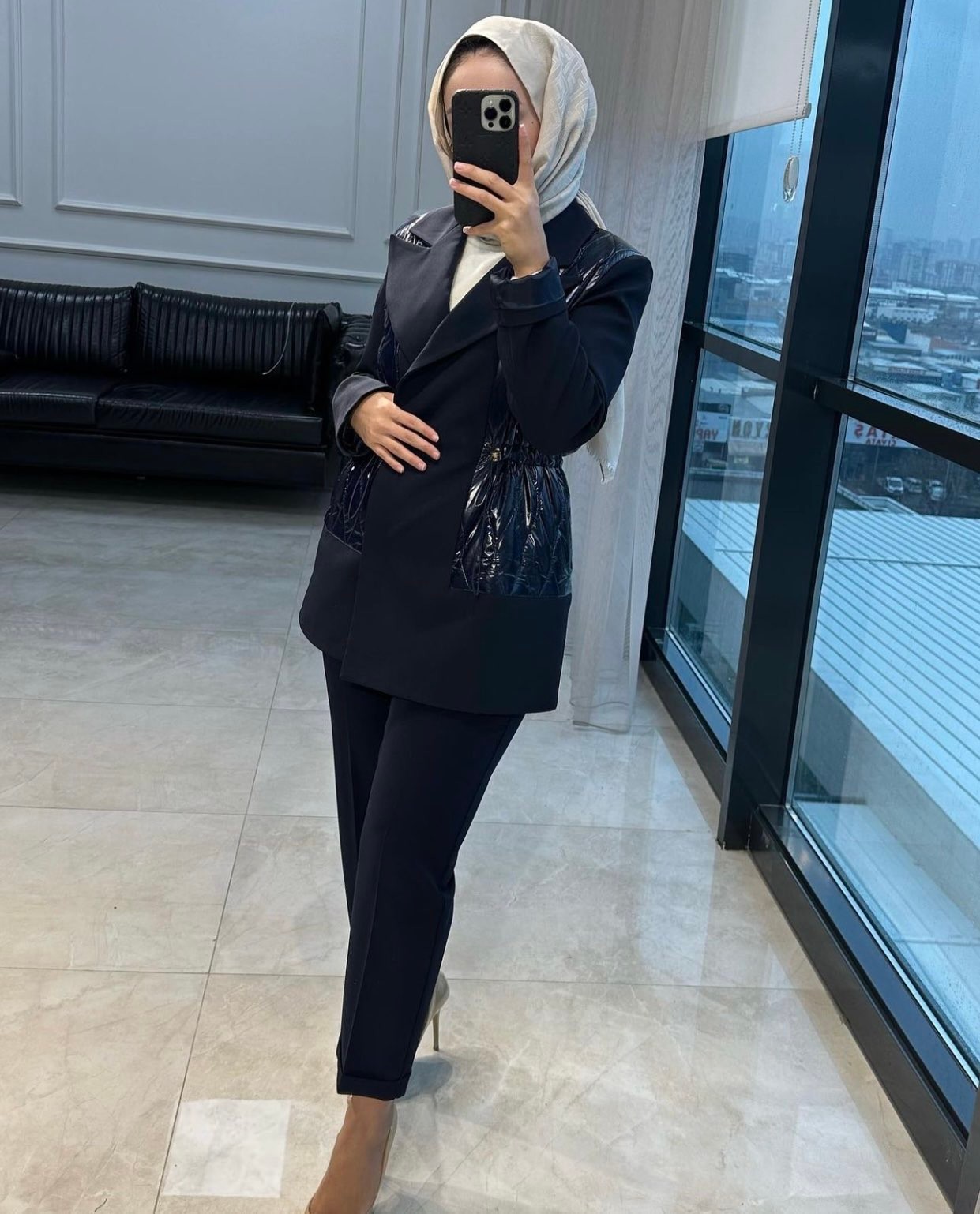 Missemramiss Anorak Detaylı Blazer Ceket (Lacivert ve bej)