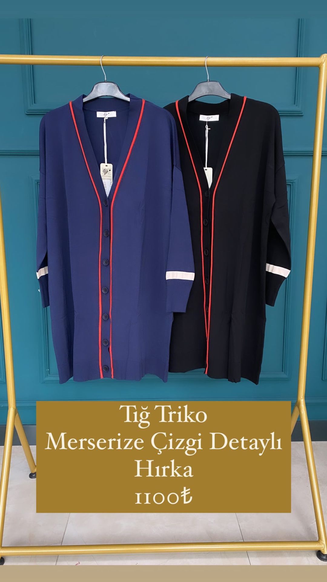 Tığ Triko Merserize Çizgi Detaylı Hırka