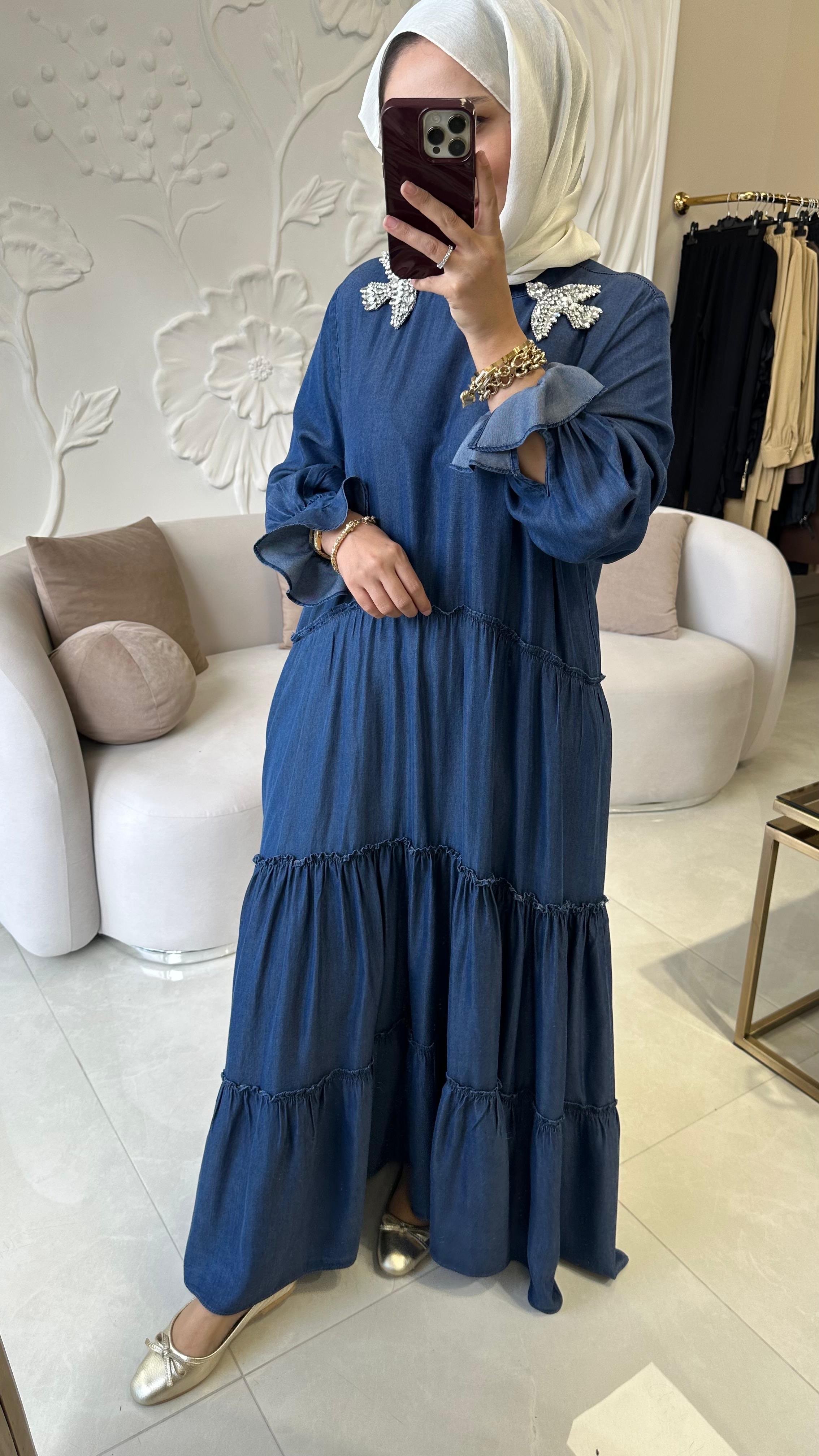 Ghisa tensel denim elbise