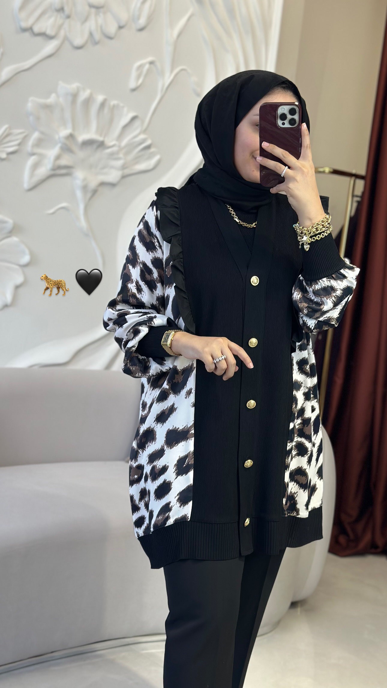 Ghisa leopar desenli hırka