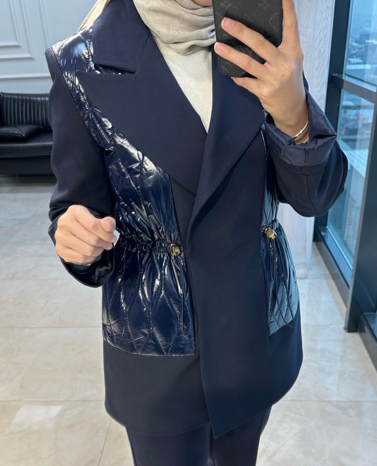 Missemramiss Anorak Detaylı Blazer Ceket (Lacivert ve bej)