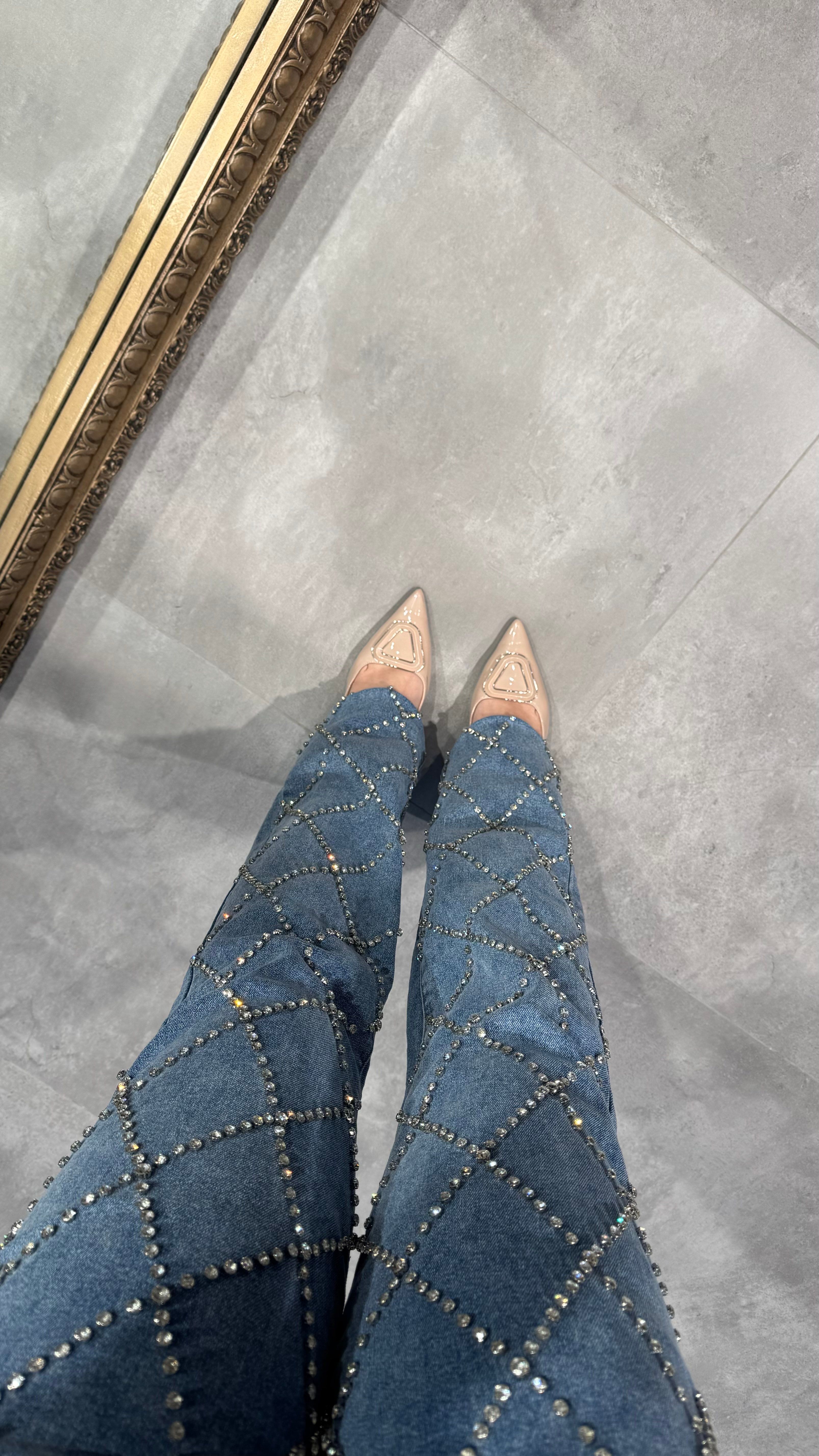 Ghisa taşlı jean