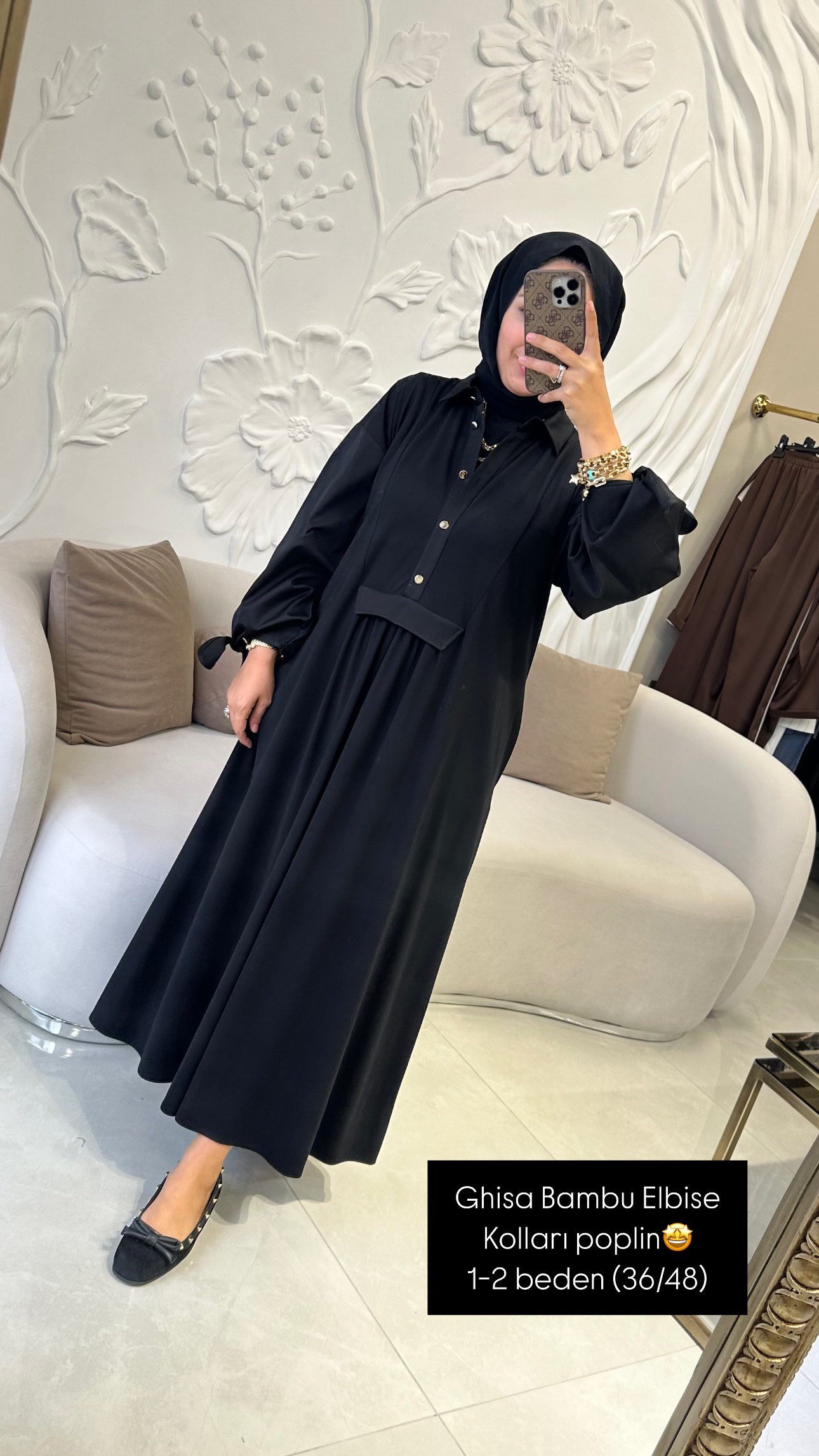 Ghisa kolları poplin elbise