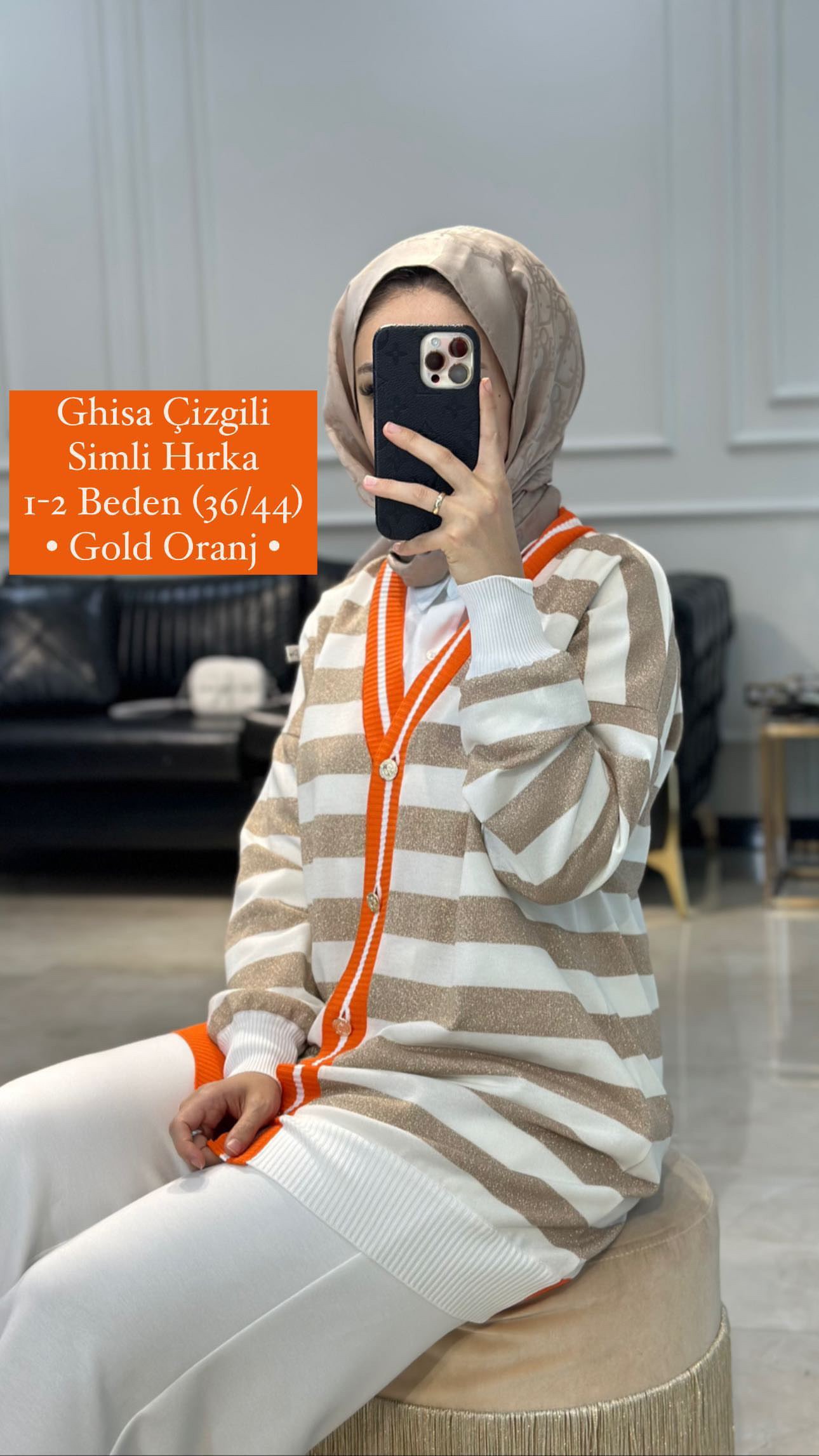 Ghisa Çizgili Simli Hırka
