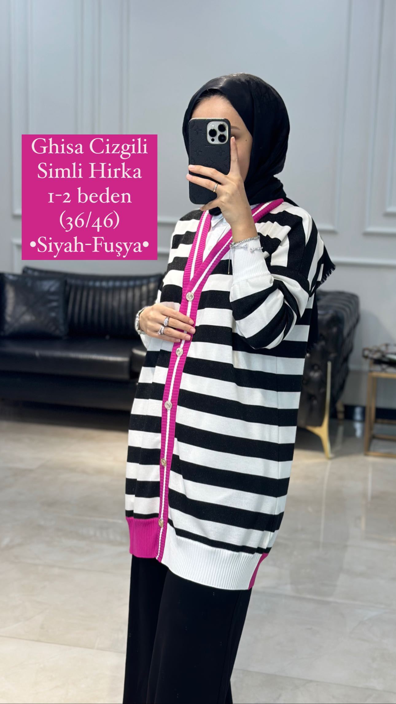 Ghisa Çizgili Simli Hırka