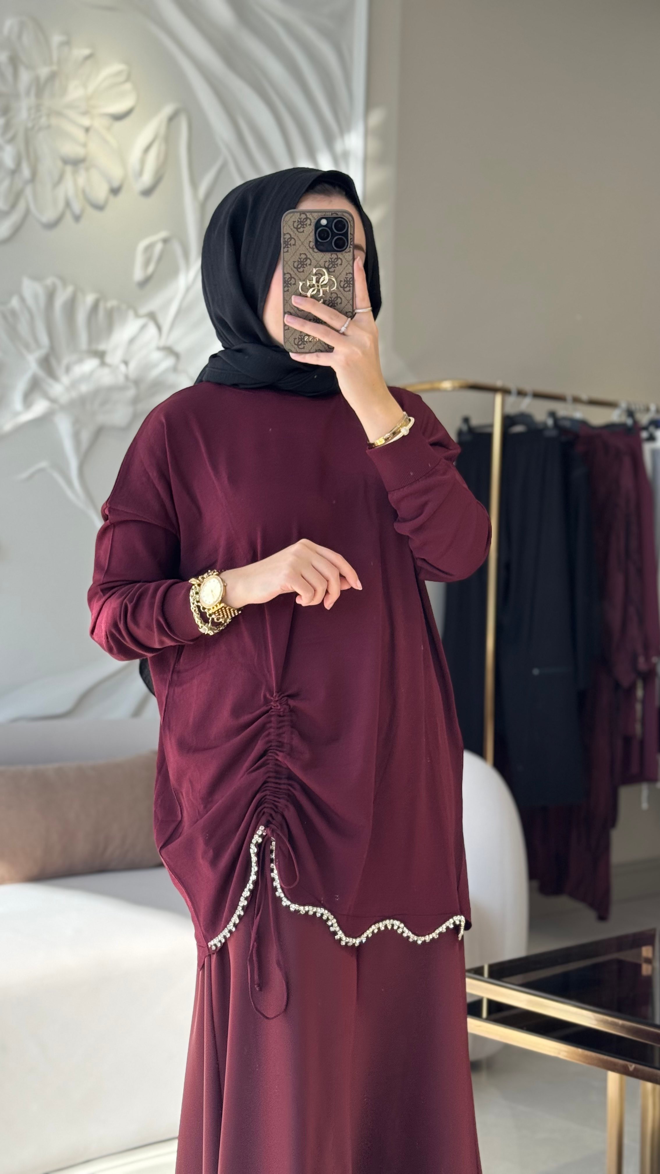 Ghisa merserize taşlı tunik