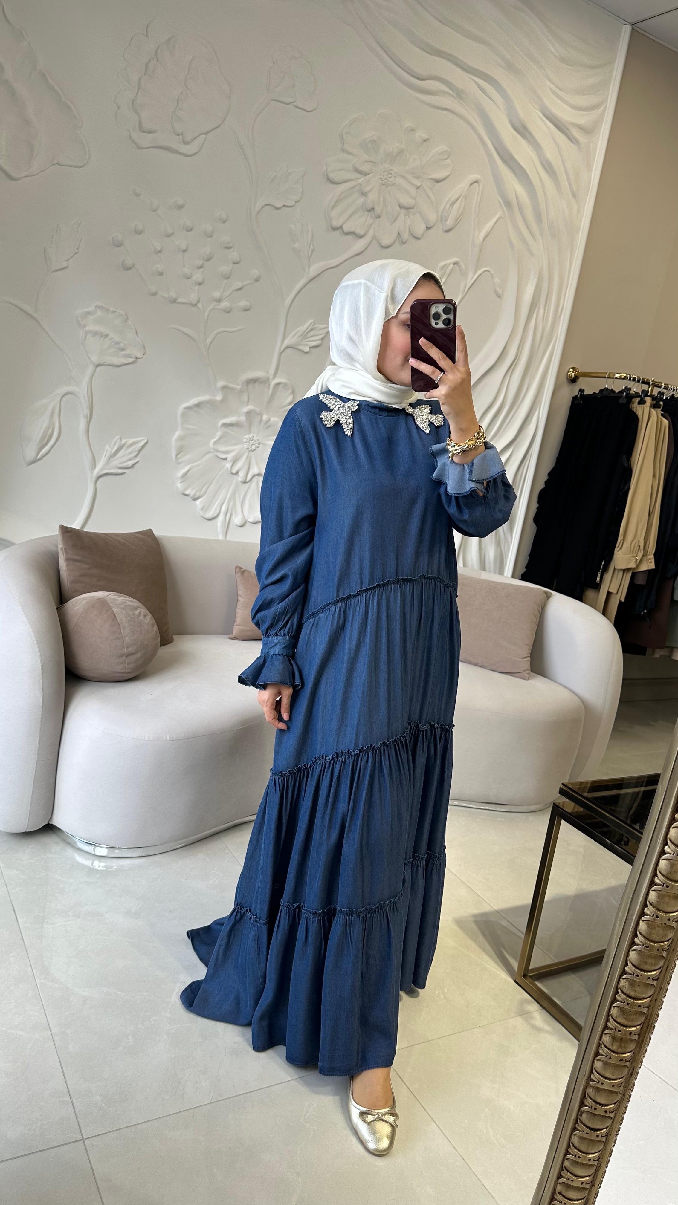 Ghisa tensel denim elbise