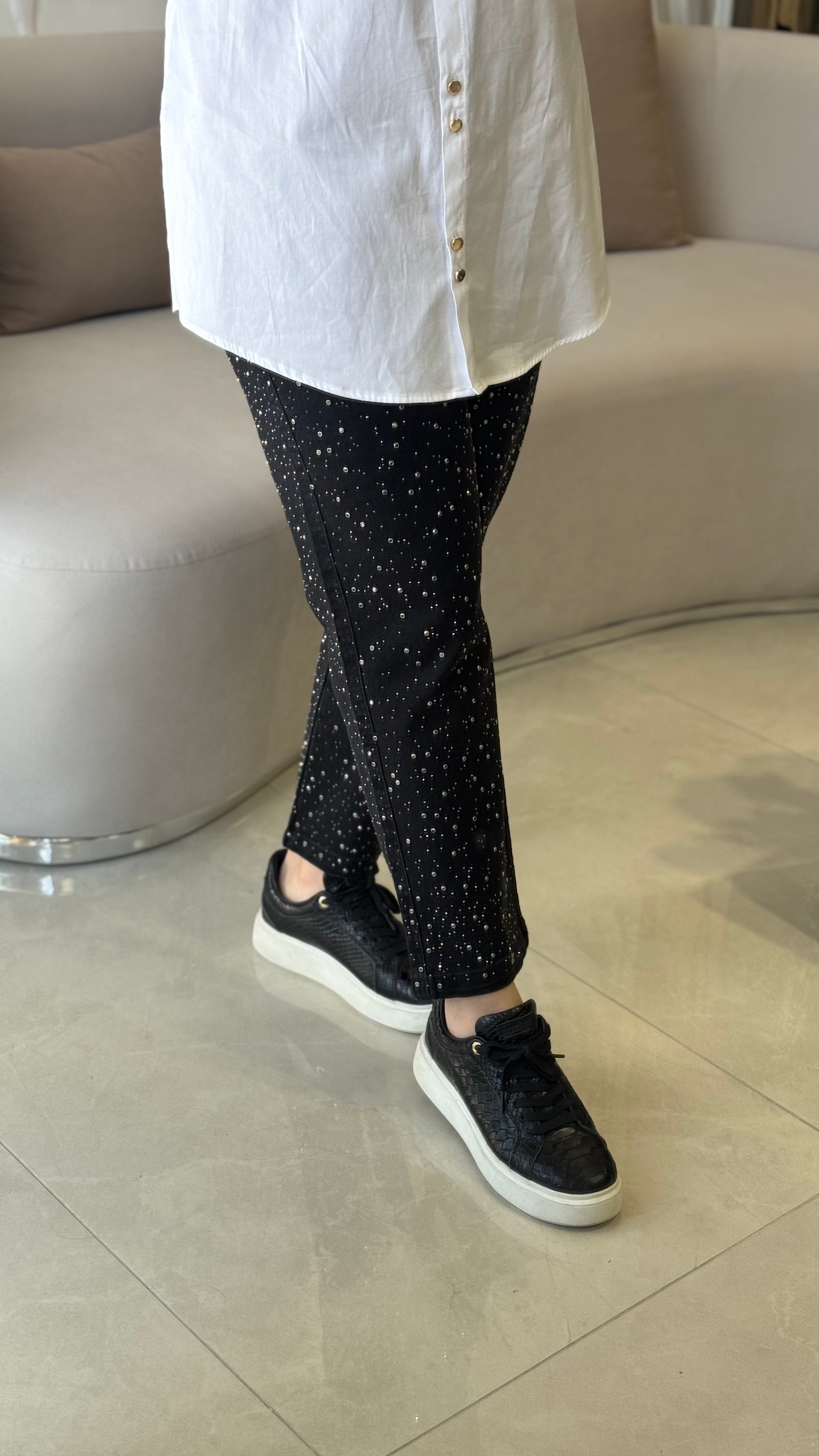 Missemramiss taşlı denim pantolon