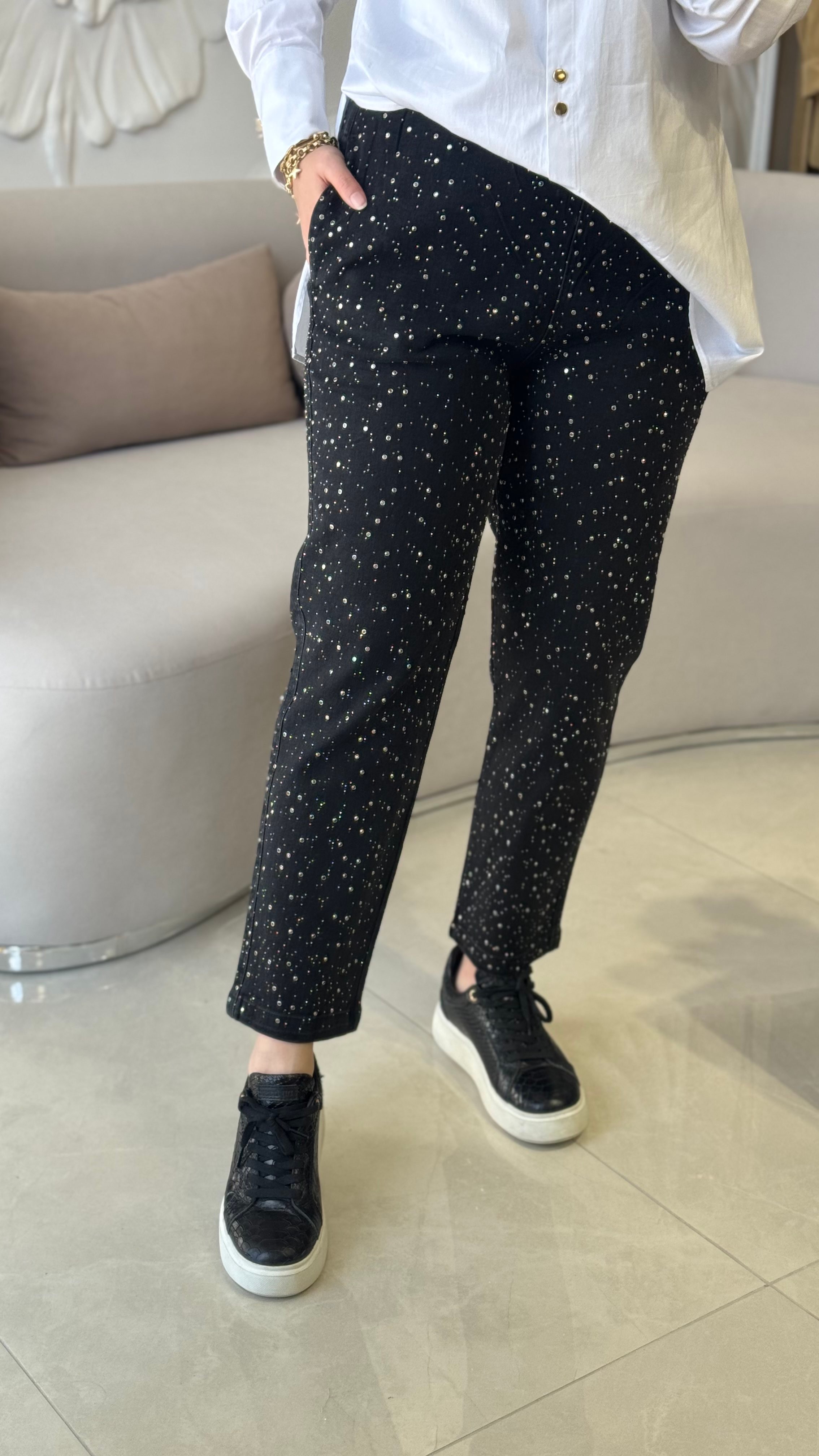 Missemramiss taşlı denim pantolon