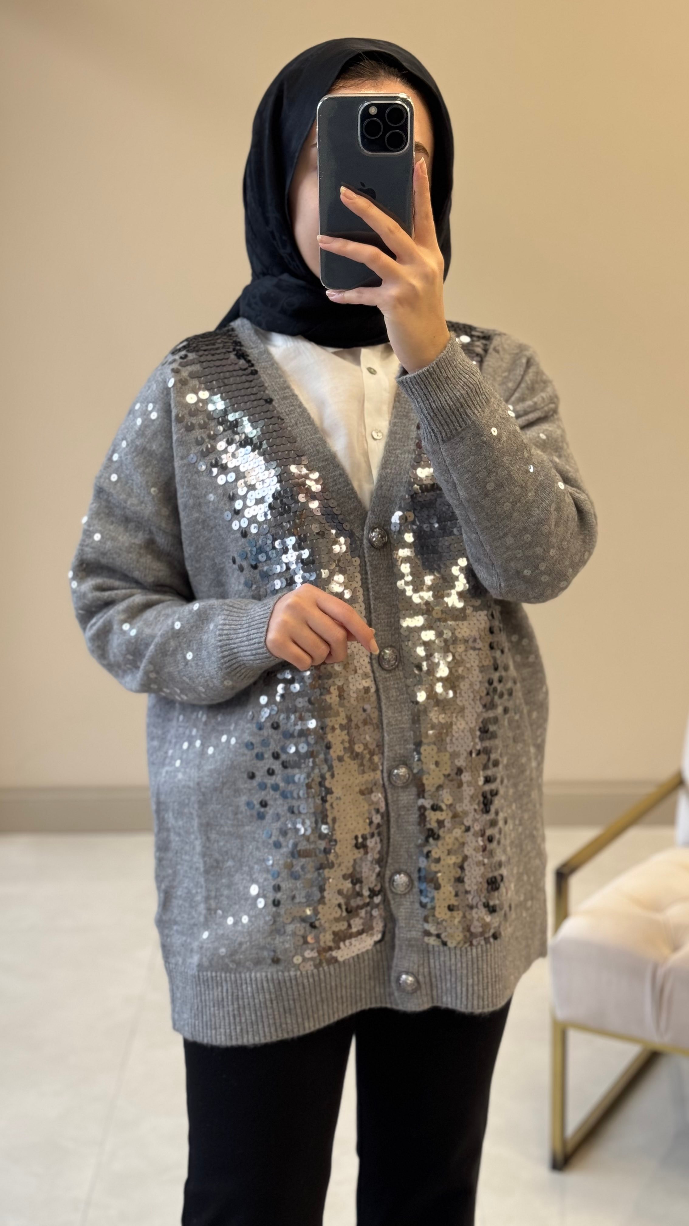 Ghisa payetli hırka