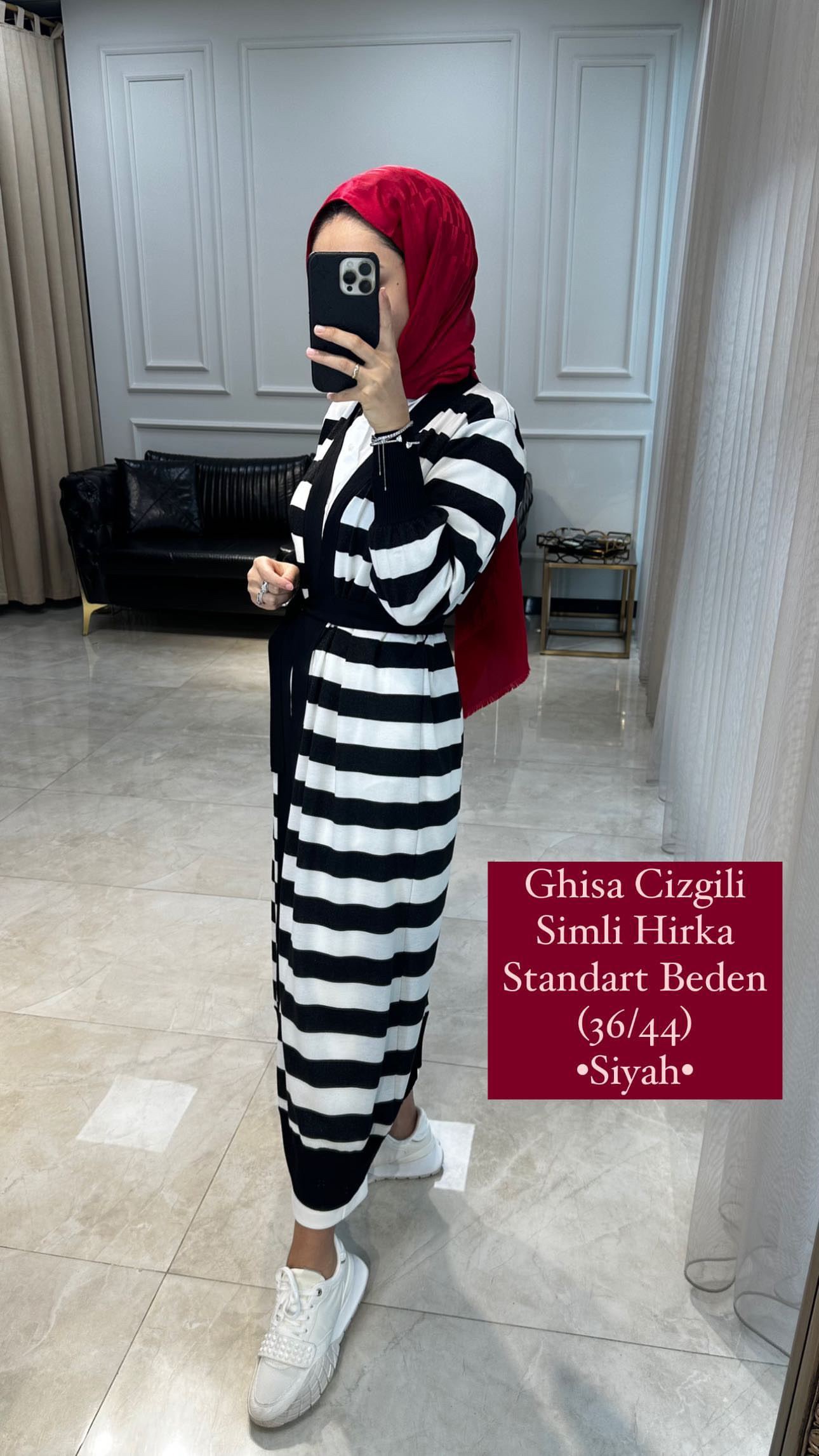 Ghisa Uzun Çizgili Simli Hırka