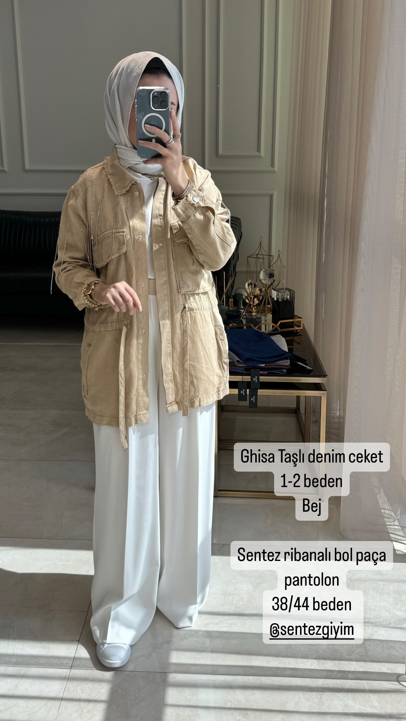 Ghisa Taşlı Denim Ceket