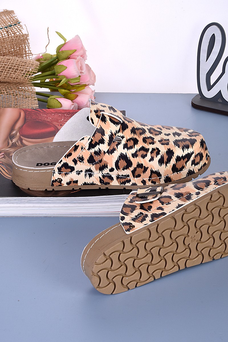 8106 Leopar Desenli Konfort Terlik