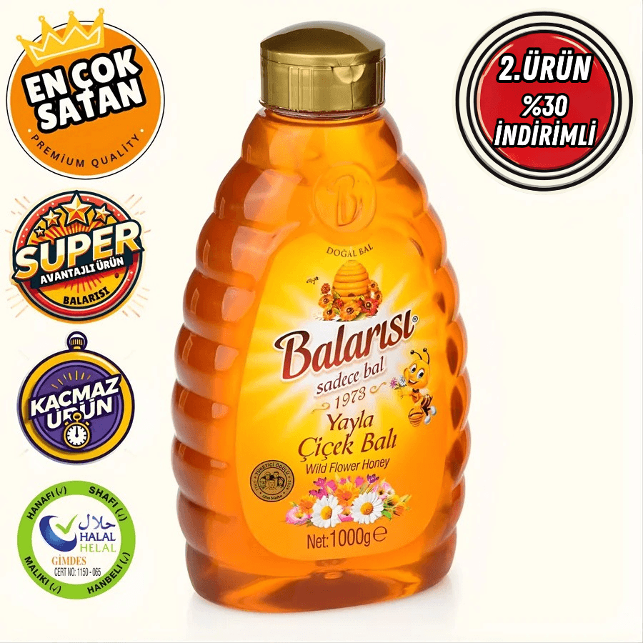 Balarısı Doğal Çiçek Balı 1000 gr Pratik Kapak