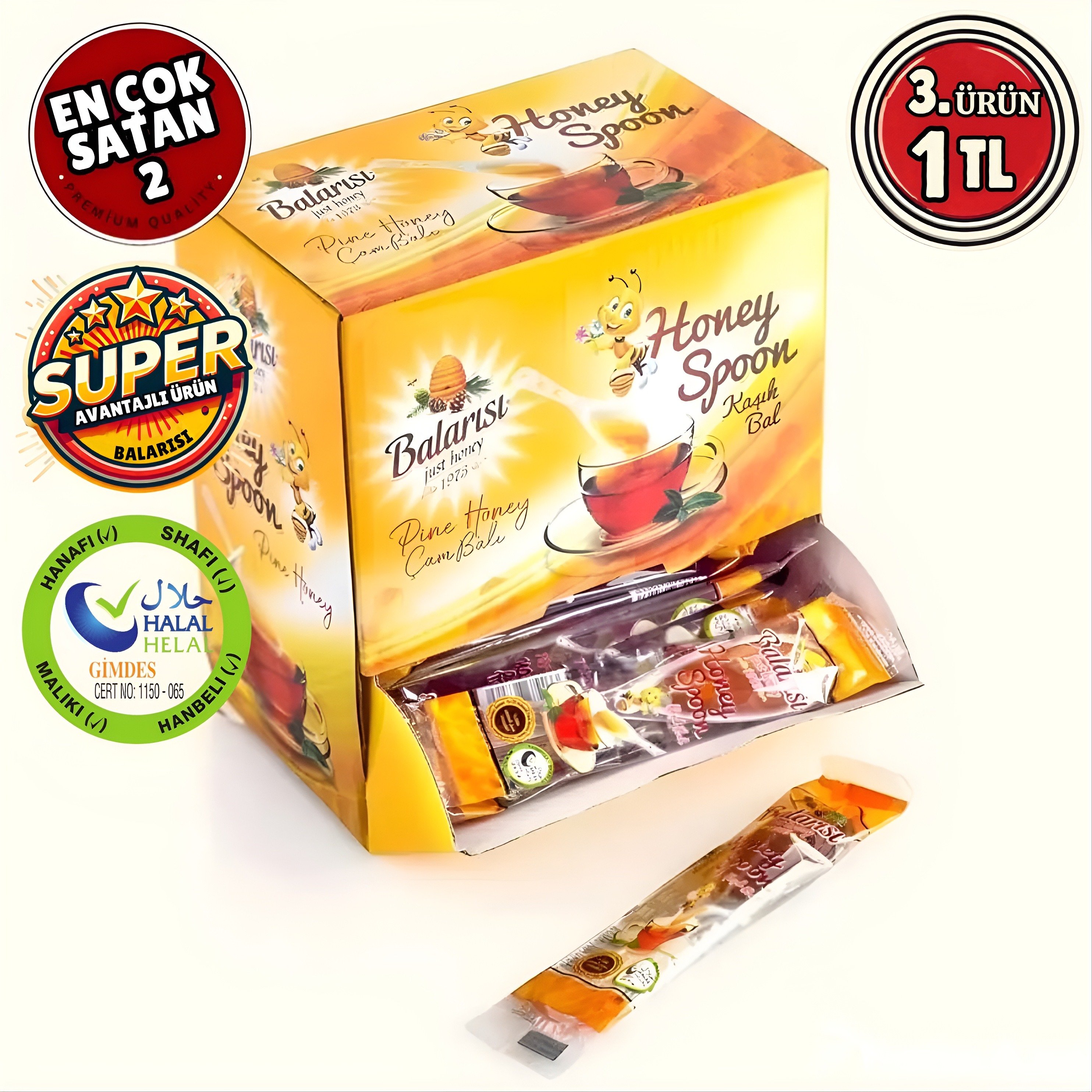 Balarısı Doğal Çam Kaşık Bal 7 gr 60 Adet