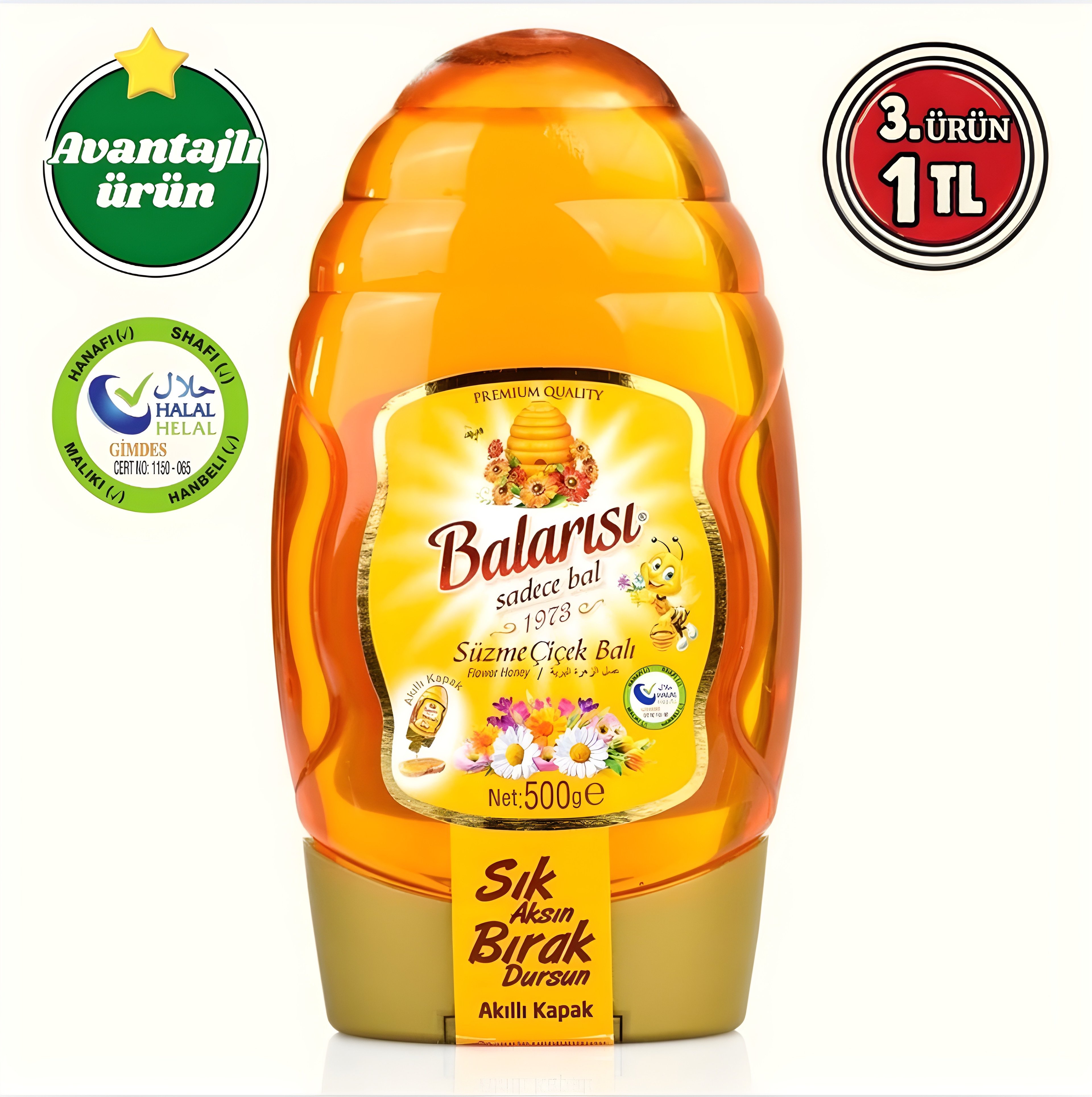 Balarısı Doğal Çiçek Balı Akıllı Kapak 500 Gr