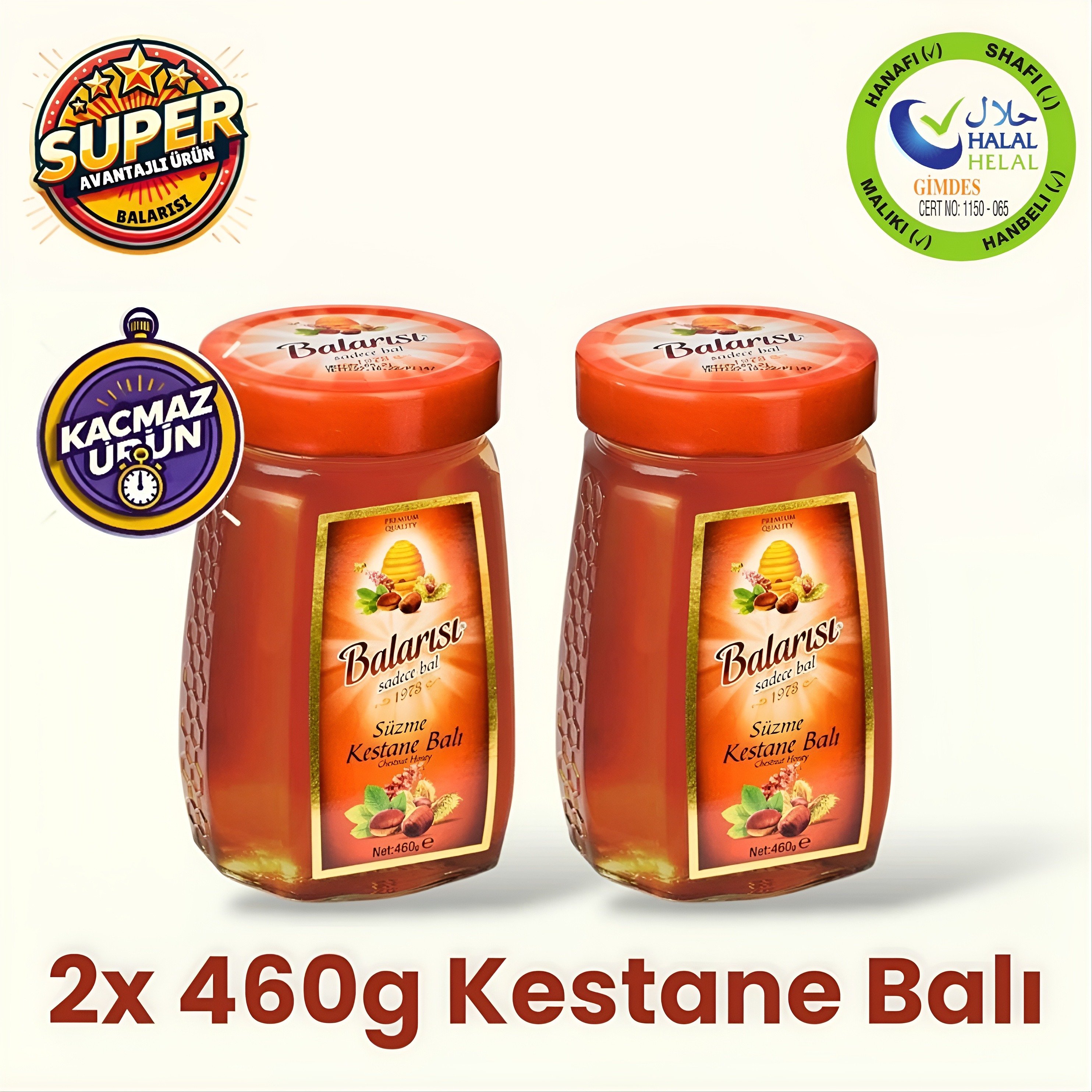 Balarısı Doğal Kestane Balı 460gr 2 Adet