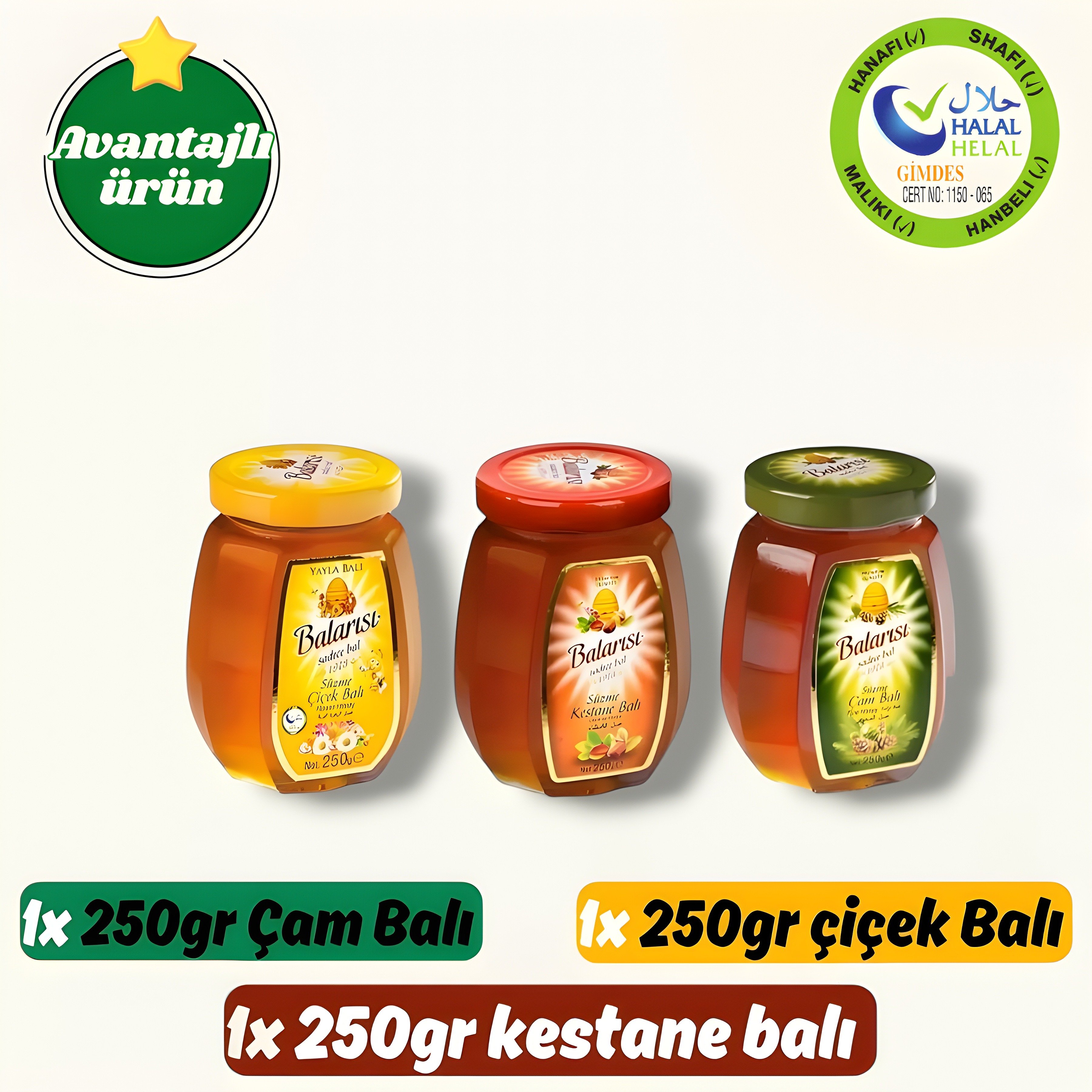3'Lü Lezzet Kestane,çiçek,çam balı 250g 