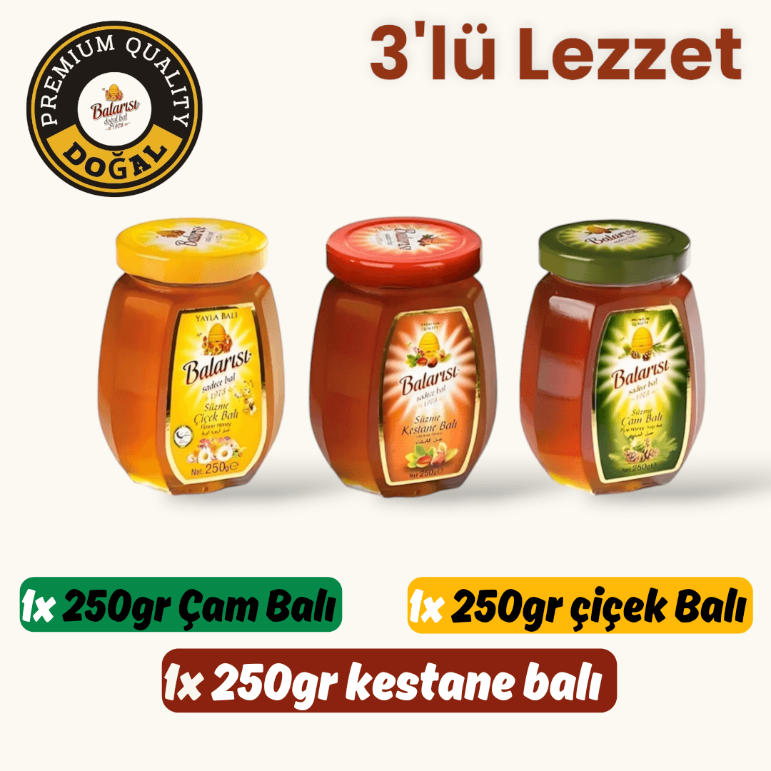 3'Lü Lezzet Kestane,çiçek,çam balı 250g 