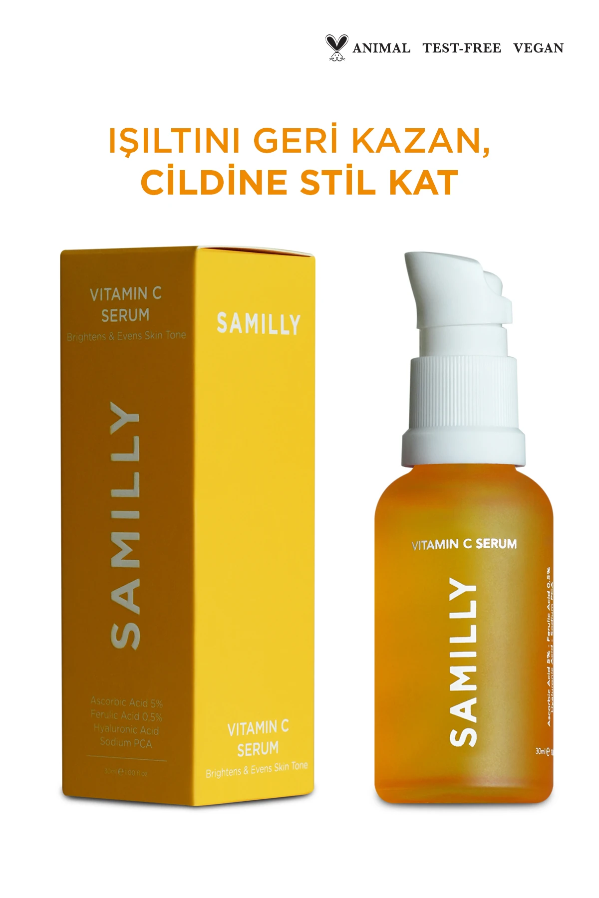 C Vitamini Aydınlatıcı ve Ton Eşitleyici Serum 30 ml | Ascorbic Acid 5% | Ferulic Acid 0,5%