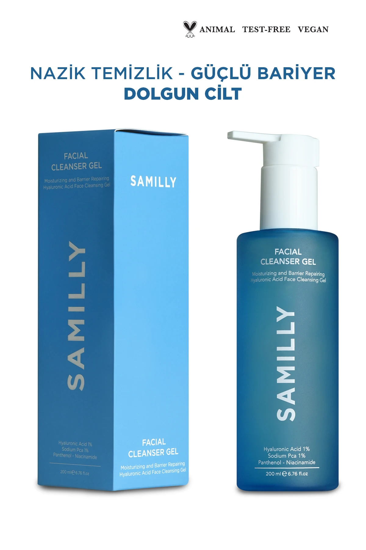 Nemlendirici ve Bariyer Onarıcı Hyaluronik Asit Yüz Temizleme Jeli 200 ml