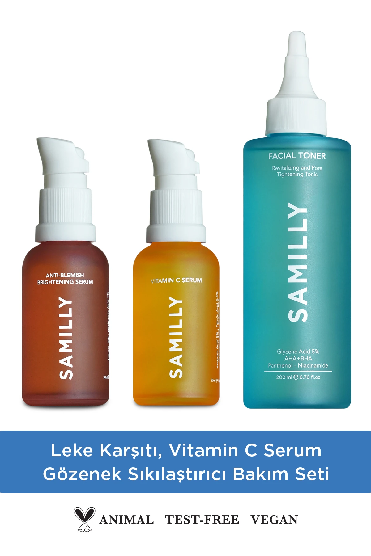 Leke Karşıtı & Aydınlatıcı +Arbutin - Vitamin C Serum - Gözenek Sıkılaştırıcı Tonik Bakım Seti