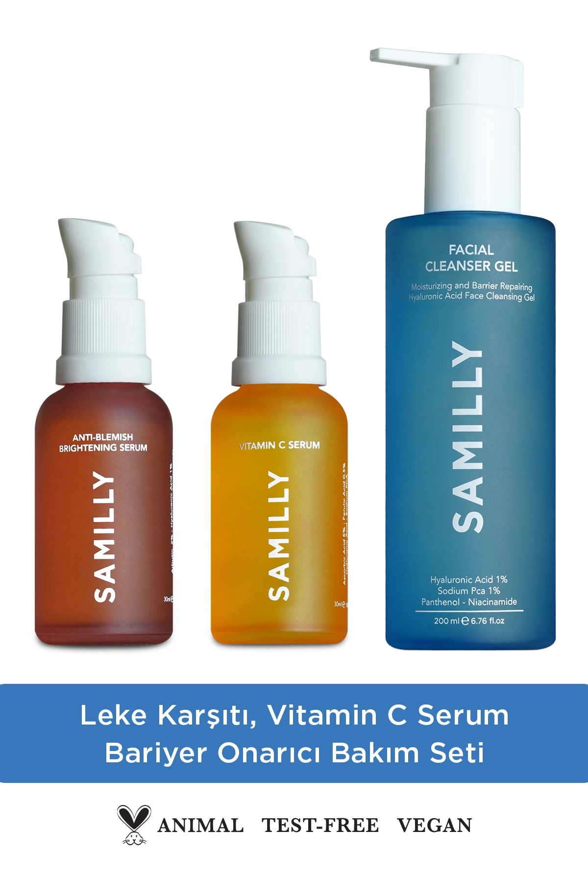 Leke Karşıtı & Aydınlatıcı + Arbutin – C Vitamini Serum - Yüz Temizleme Jeli Cilt Bakım Seti