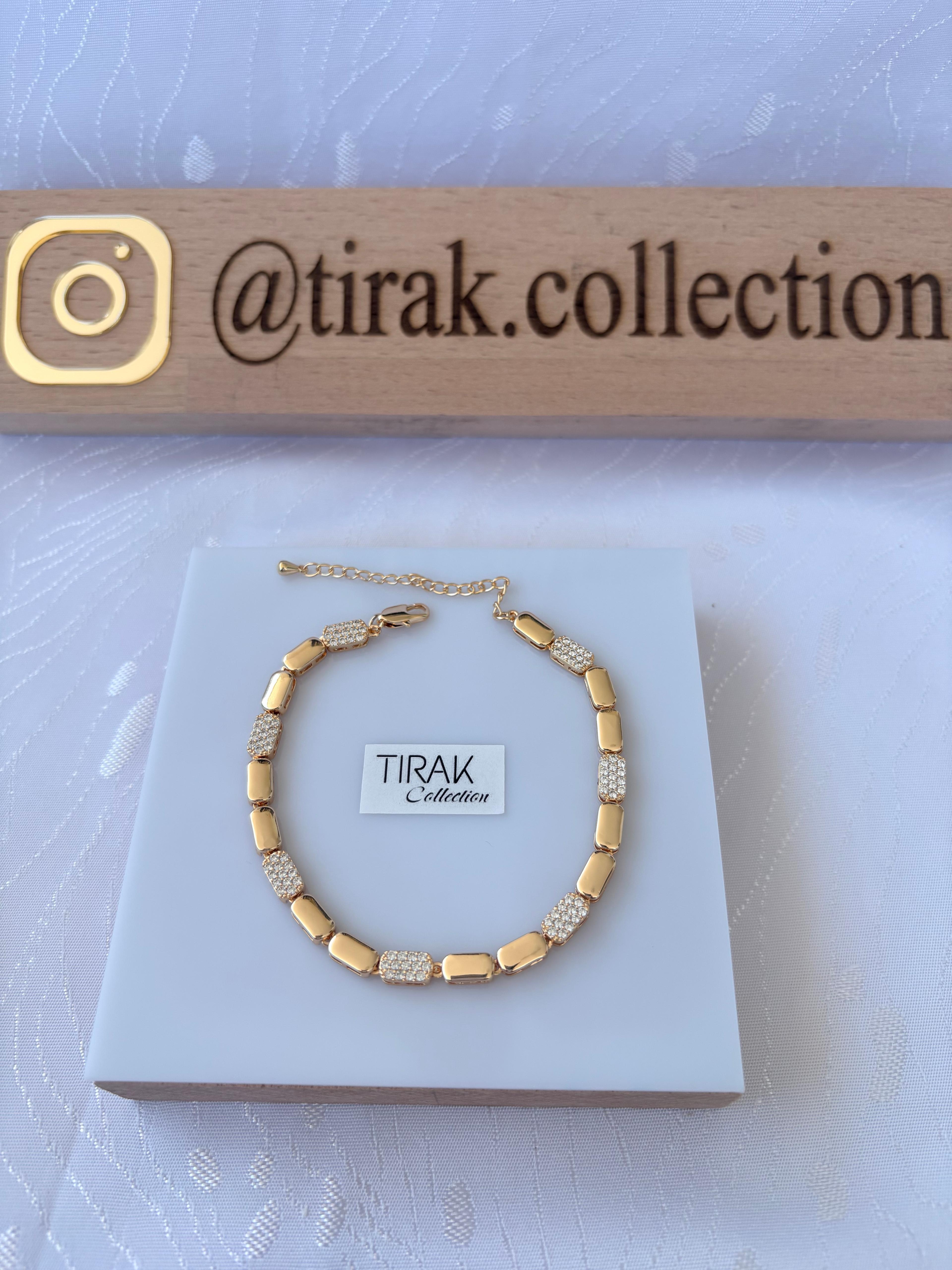 ZİRKON TAŞ DETAYLI 18 K YASSI BİLEKLİK 