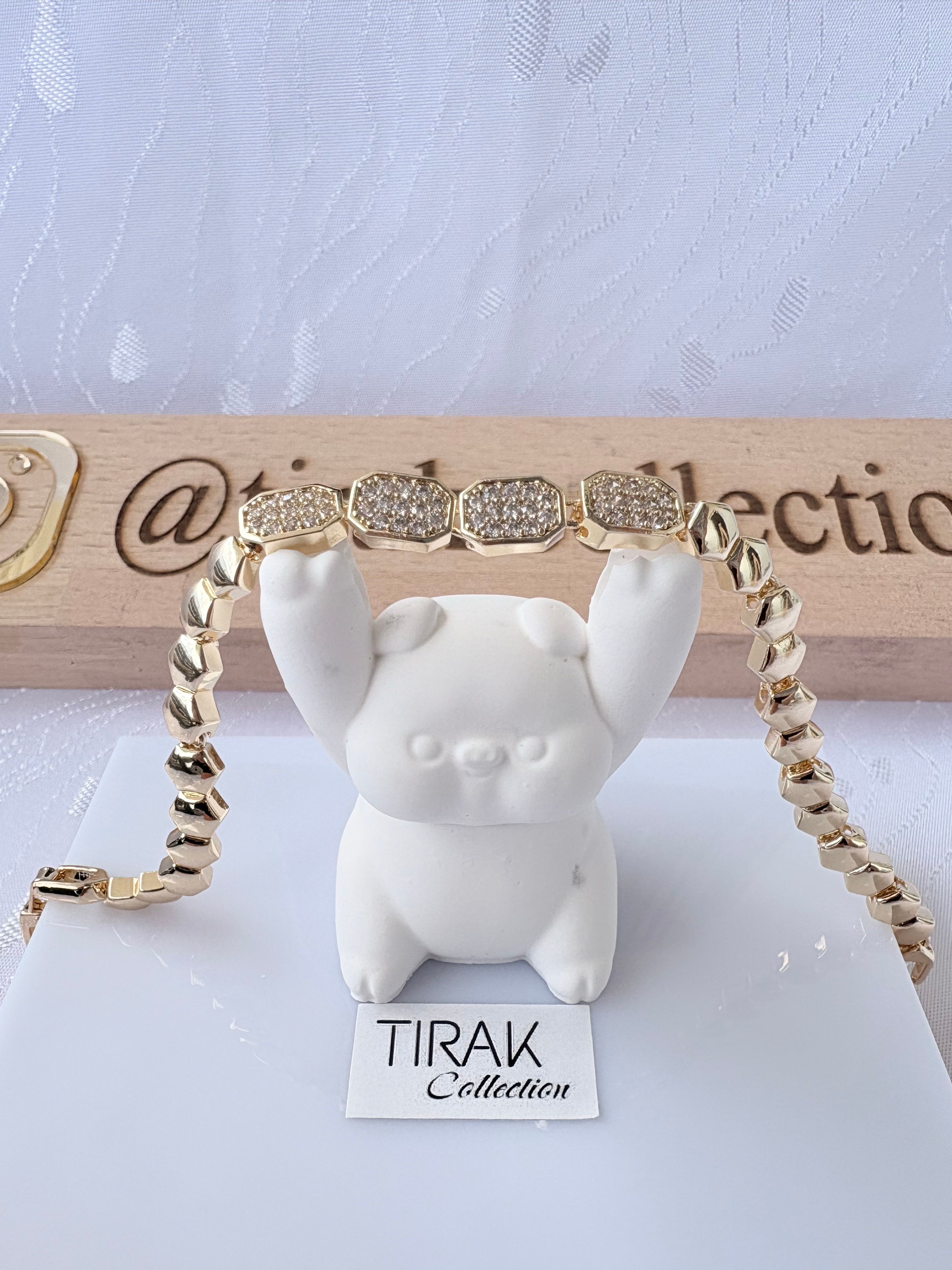 ZİRKON TAŞ DETAYLI PETEK MODEL -14K-