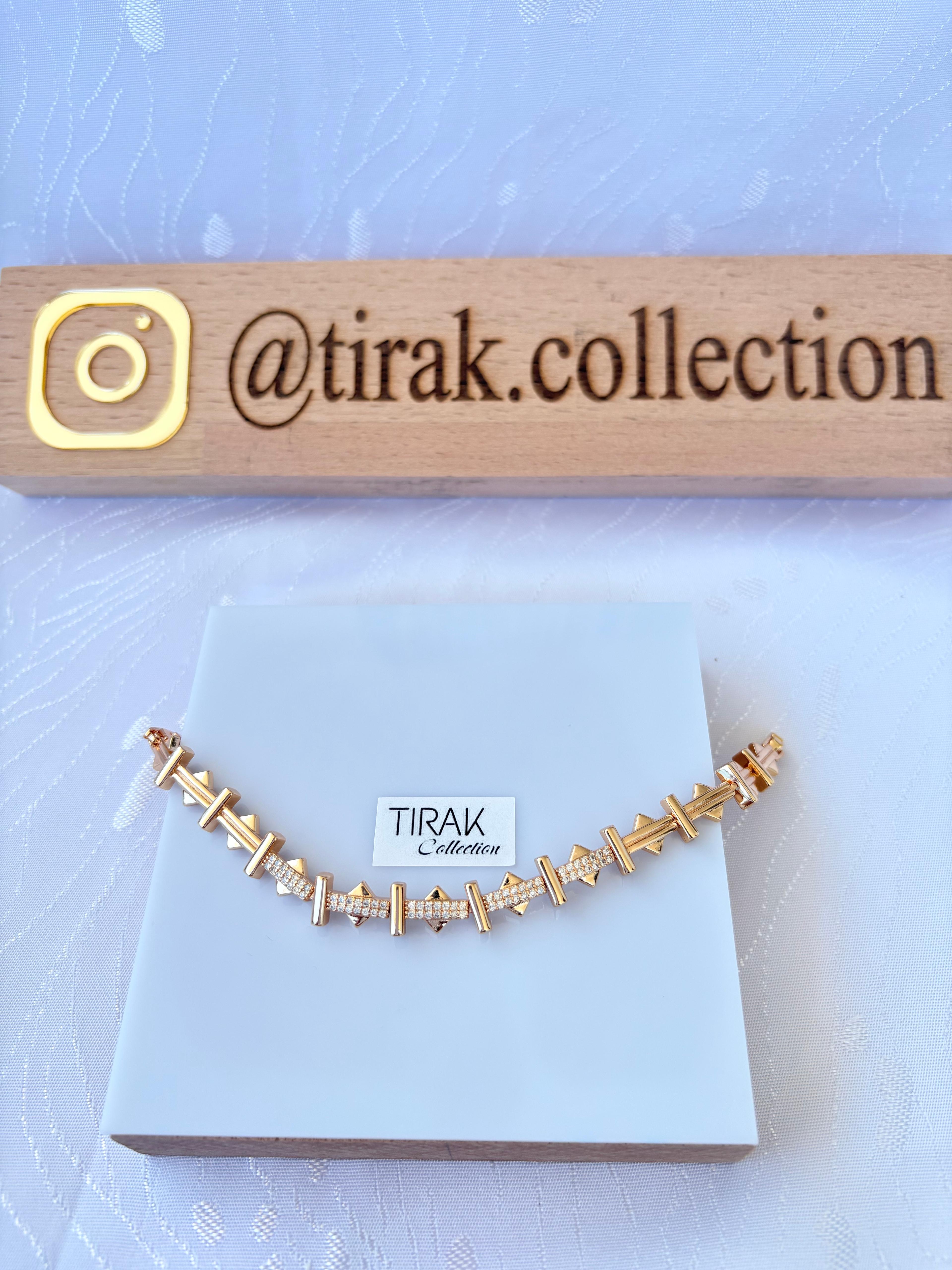 ZİRKON TAŞLI TASARIM BİLEKLİK -18 K-