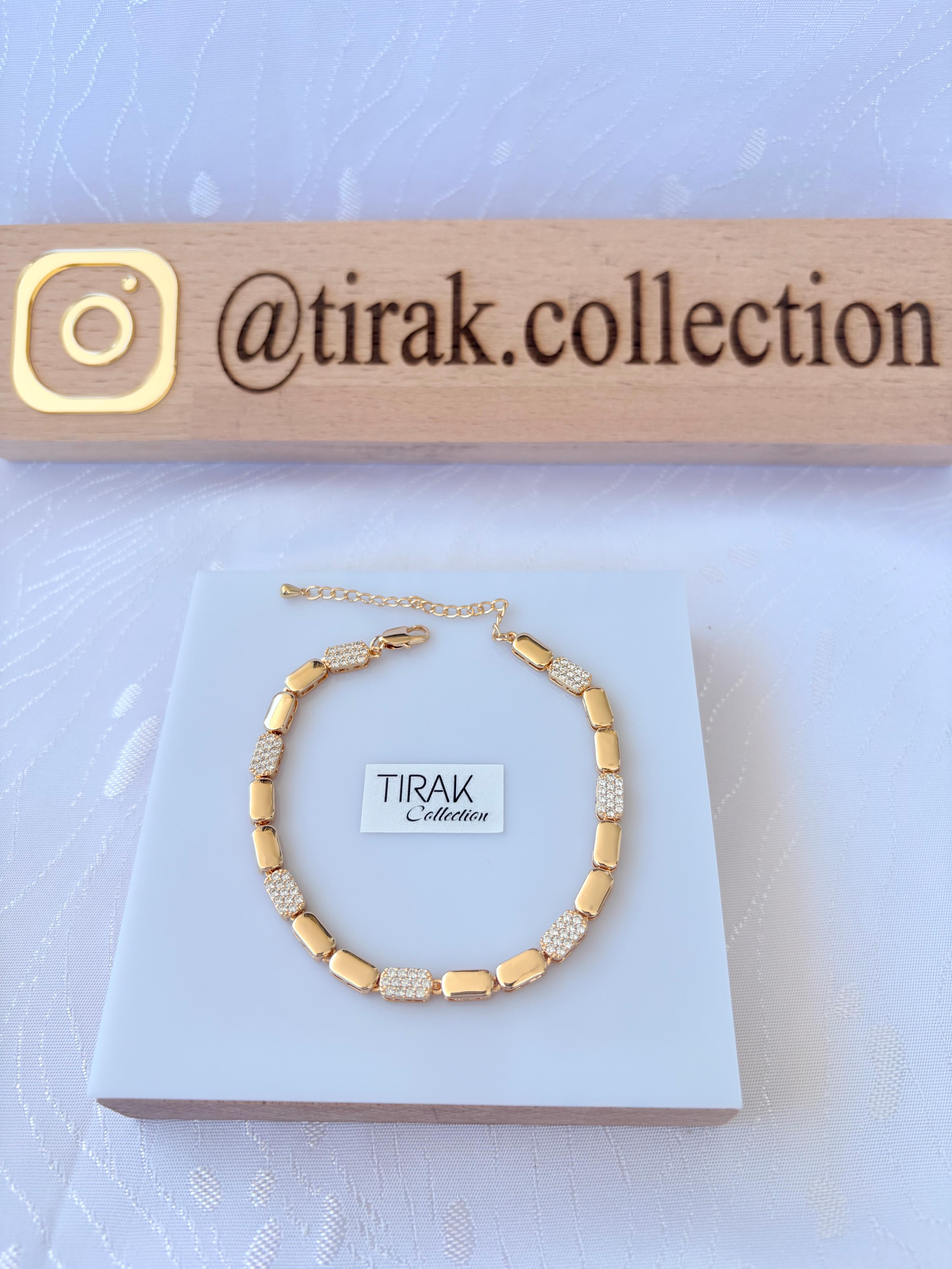 ZİRKON TAŞ DETAYLI 18 K YASSI BİLEKLİK 