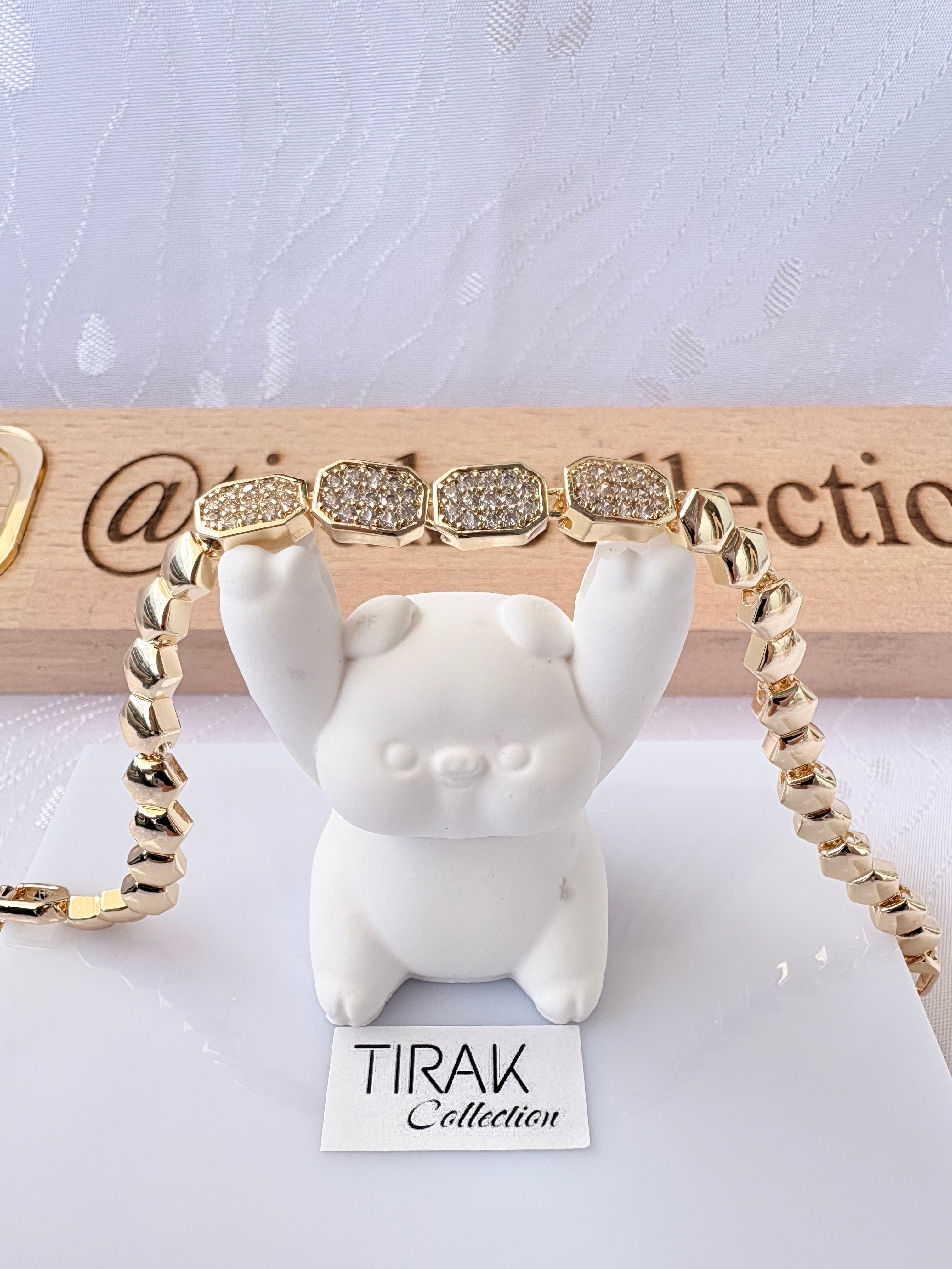 ZİRKON TAŞ DETAYLI PETEK MODEL -14K-